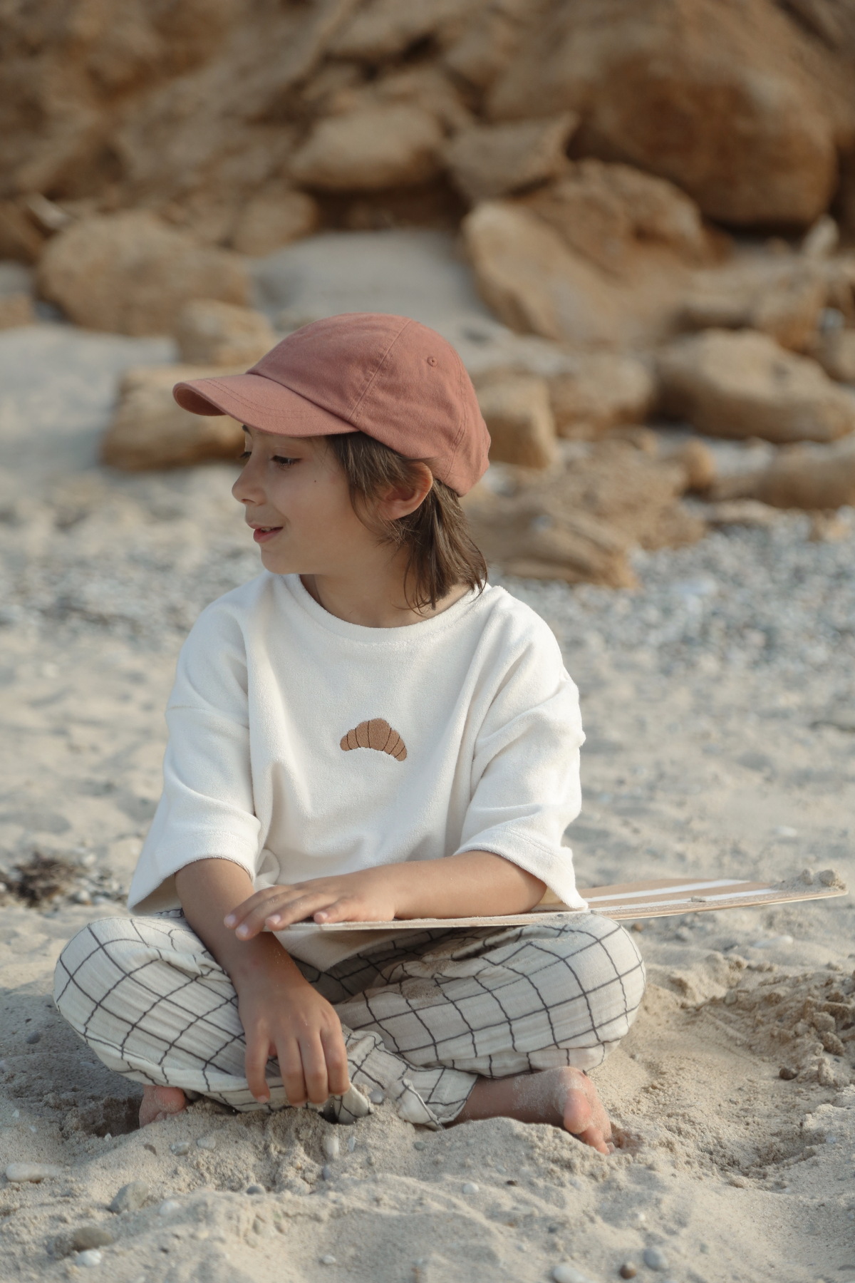 DoDo'S Baby Kruvasan Nakışlı Havlu Efektli Kız,Erkek Bebek,Çocuk Oversize TshirtNefes Alabilir %100 Pamuk Kumaş fotoğrafı 5 (önizleme)