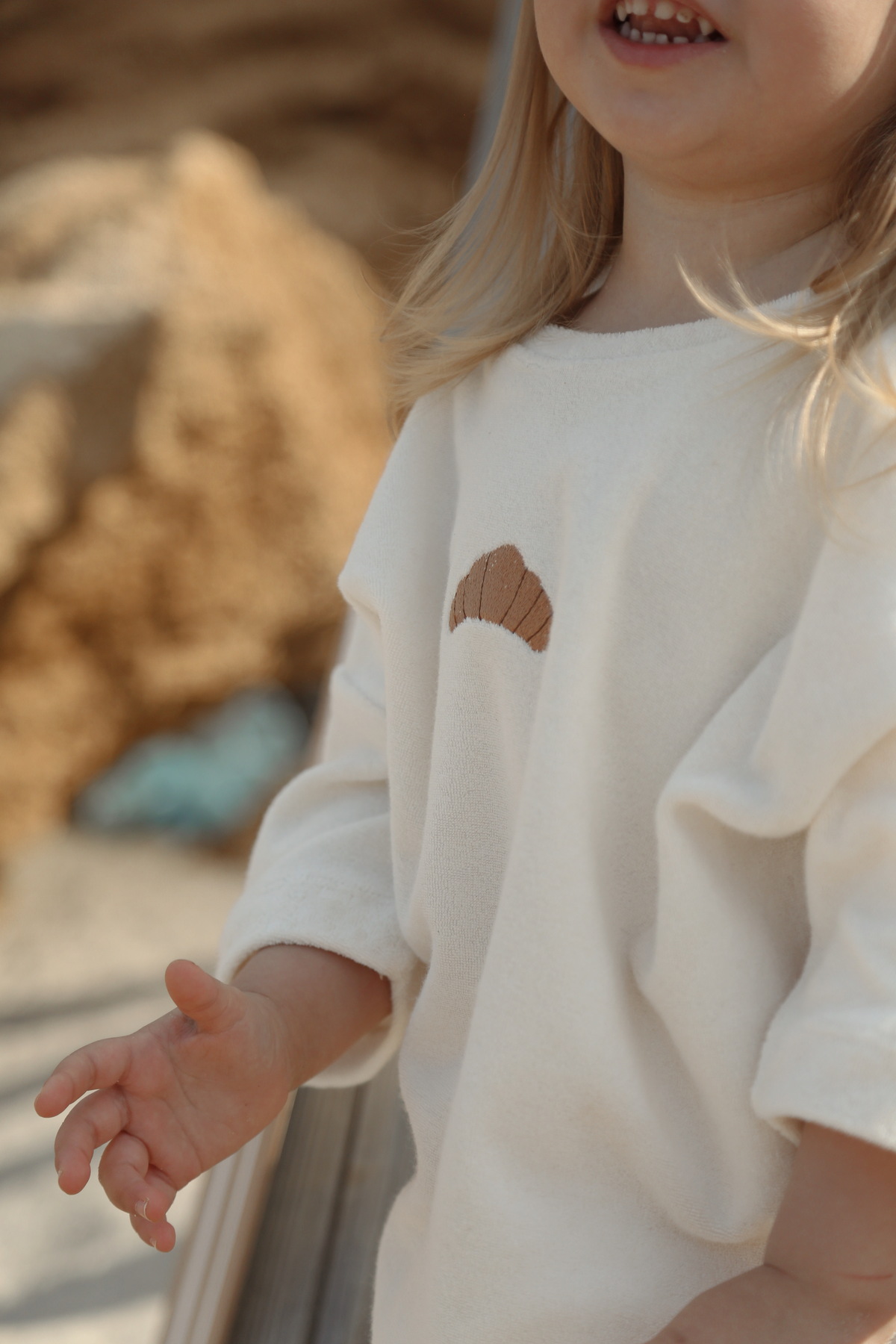 DoDo'S Baby Kruvasan Nakışlı Havlu Efektli Kız,Erkek Bebek,Çocuk Oversize TshirtNefes Alabilir %100 Pamuk Kumaş fotoğrafı 7 (önizleme)