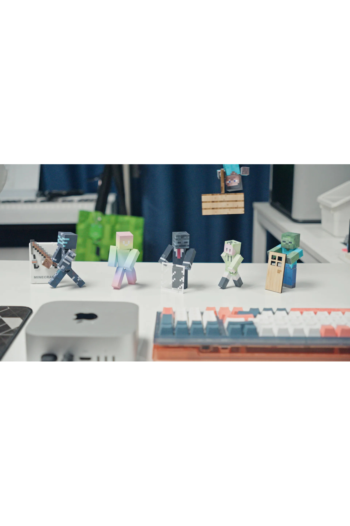 1 Adet Minecraft Oynar Eklemlı Figür 7 Cm - Beyaz 3d Baskı Boyanabilir Dekoratif Oyuncak