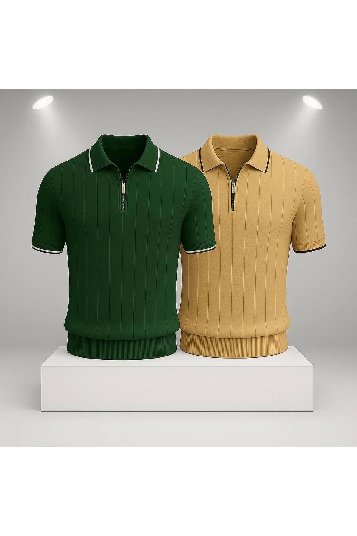 LC Waikiki 2'li Avantaj Polo Yaka Fermuarlı Kısa Kollu Nefes Alabilen Erkek Yazlık Triko Tişört / T-shirt