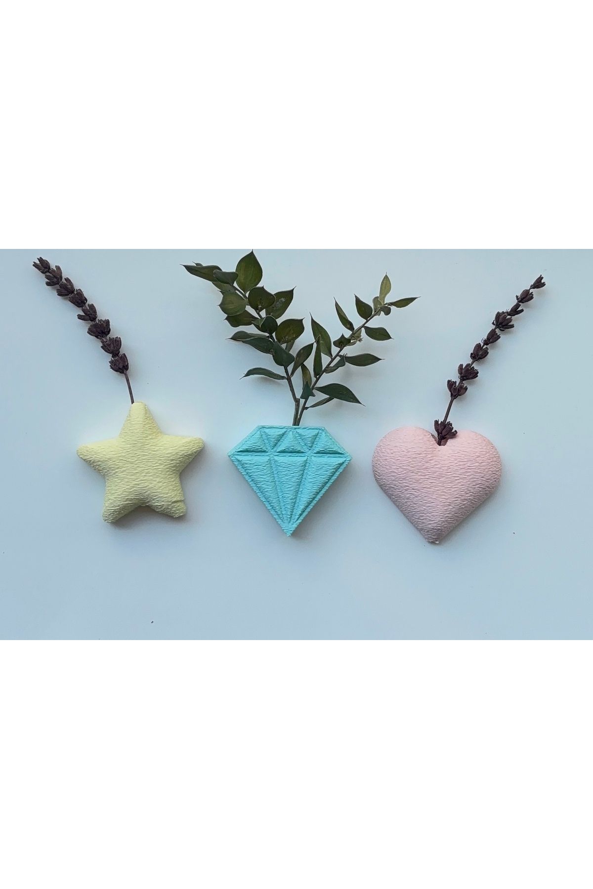 Curv Design 3'lü Buzdolabı Magnet Seti, Kalp, YIldız, Pırlanta