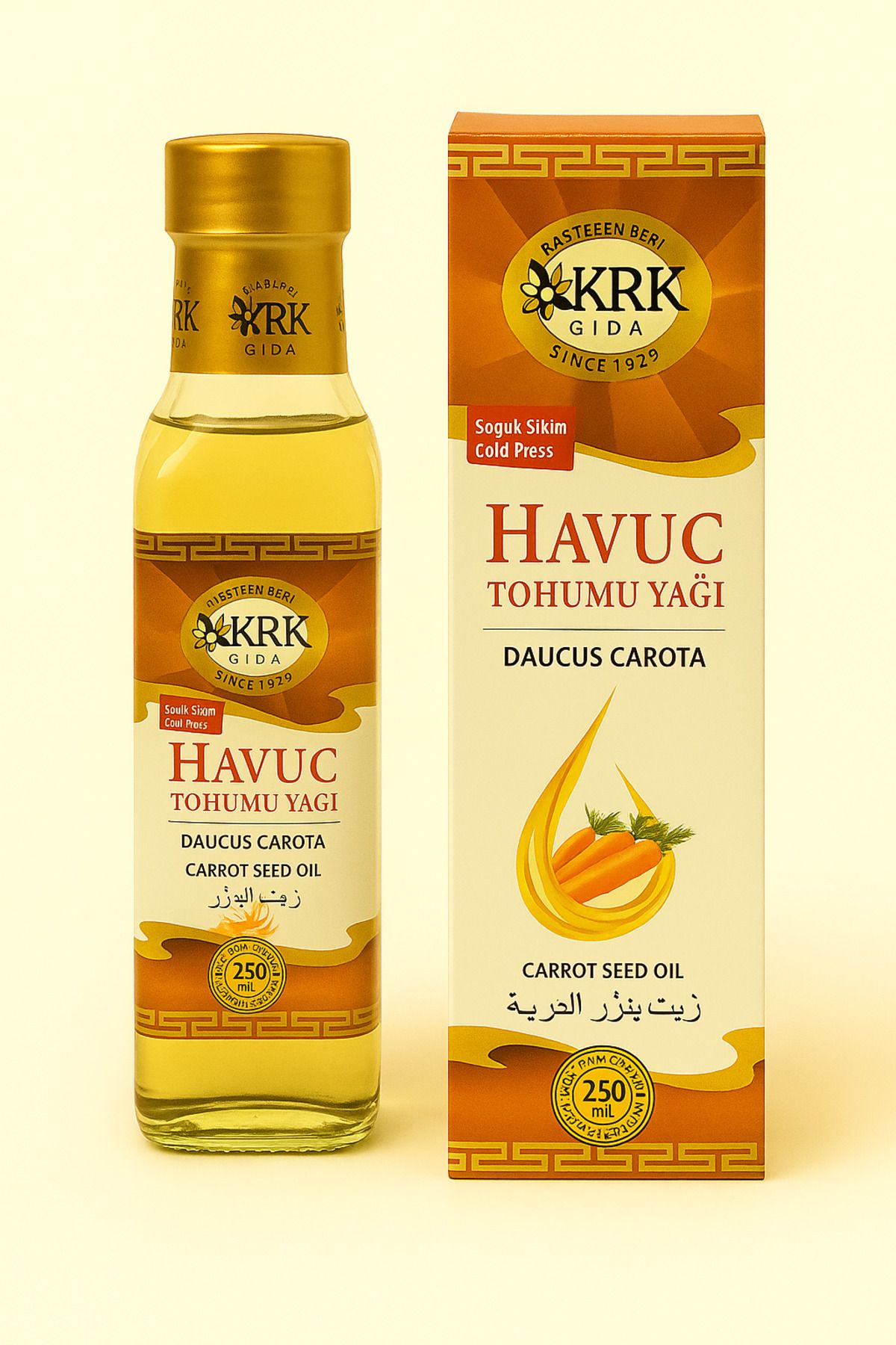 Krk Gıda Soğuk Sıkım Havuç Yağı 250ml – Cilt & Saç Bakımı İçin