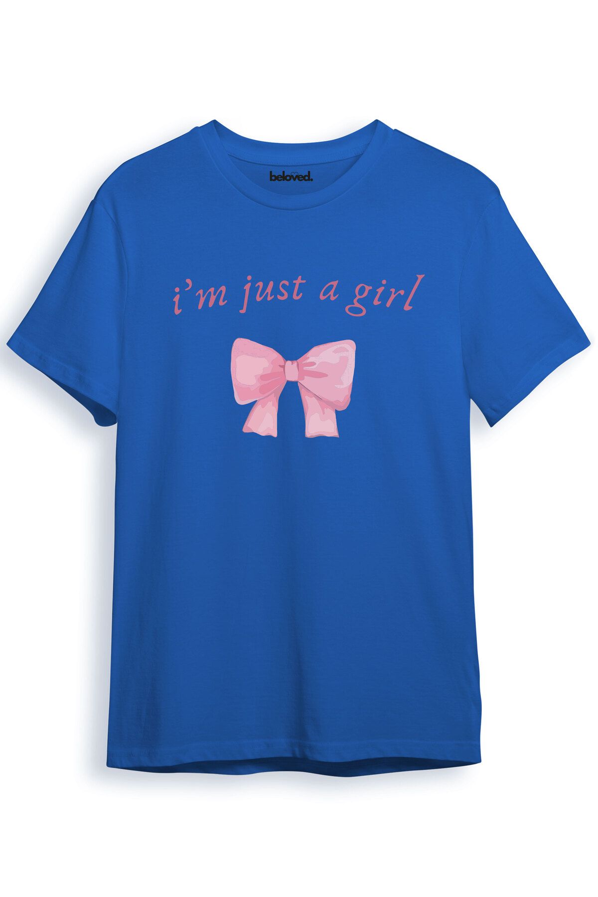 beloved.co I'm Just A Girl Kurdele Tasarımlı Dijital Baskılı %100 Pamuk Regular Fit T-Shirt