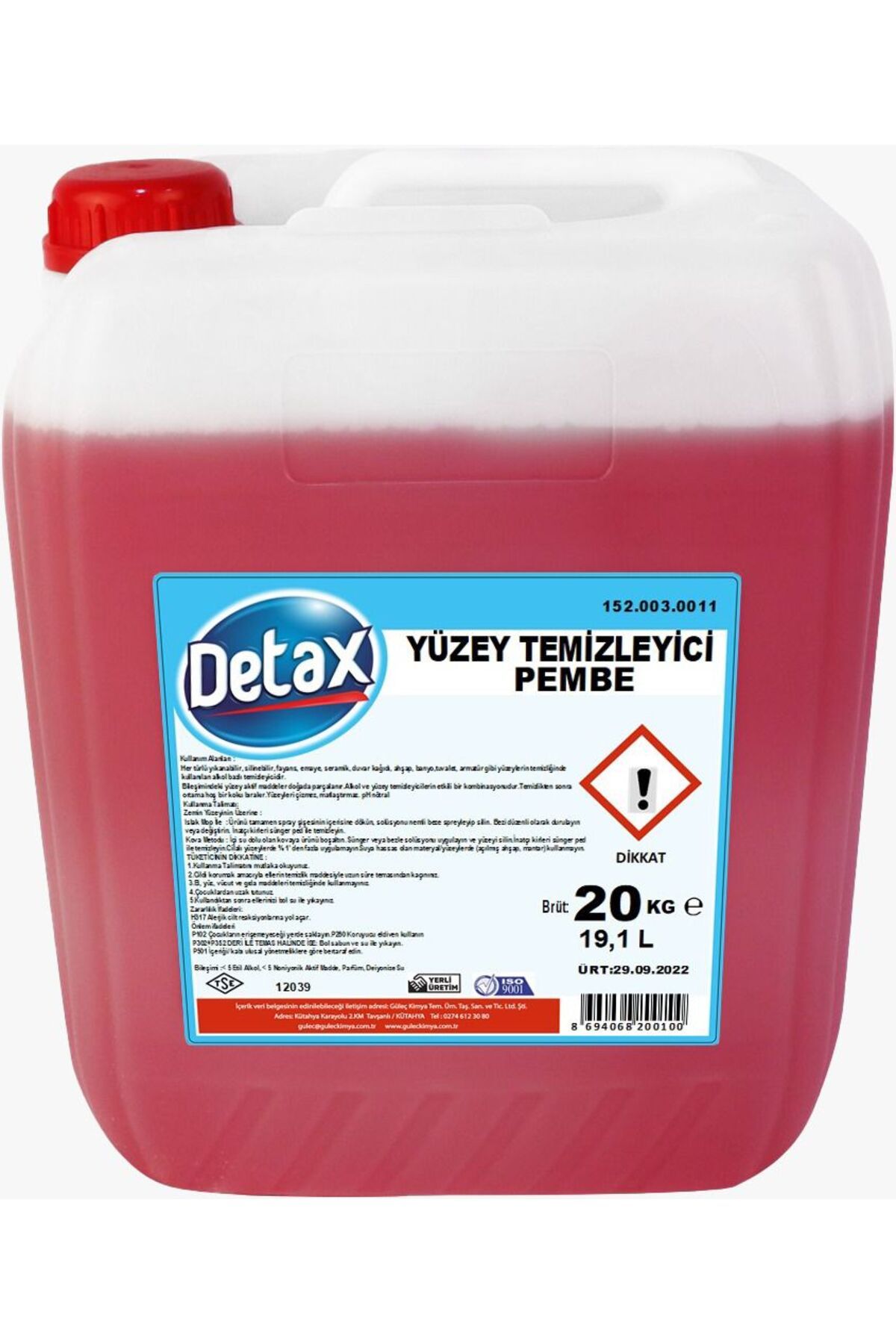Detax Yüzey Temizleyici 20 Kg Pembe