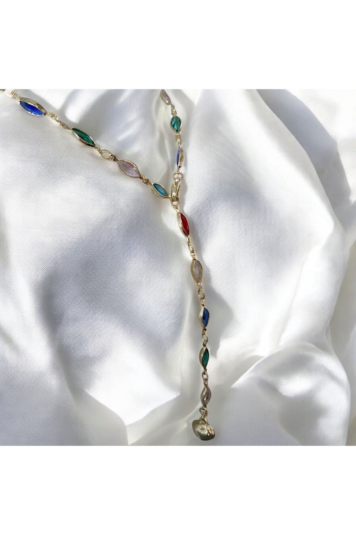 RAYM ACCESSORIES RENKLİ TAŞLI Y KOLYE
