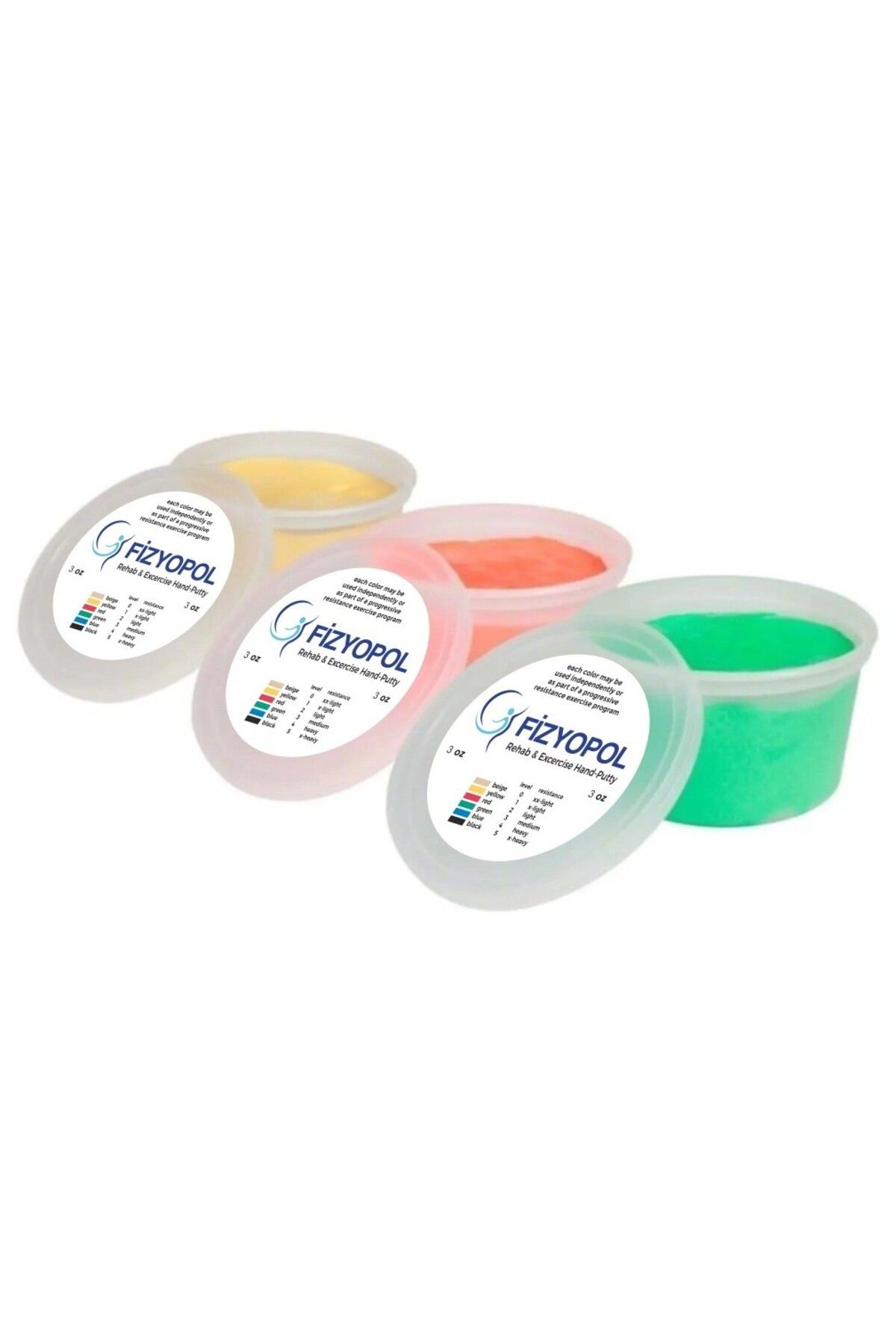 FİZYOPOL Theraflex Putty,Fizik Tedavi El Egzersiz Hamuru,3 Oz, 3 Renk 85 Gr.