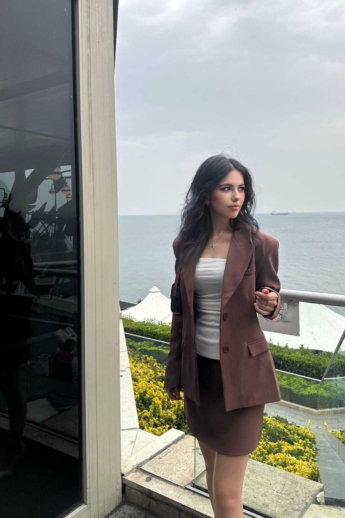 thesunfyre KADIN Vatkalı İçi Astarlı Çift Düğmeli Oversize Blazer Ceket