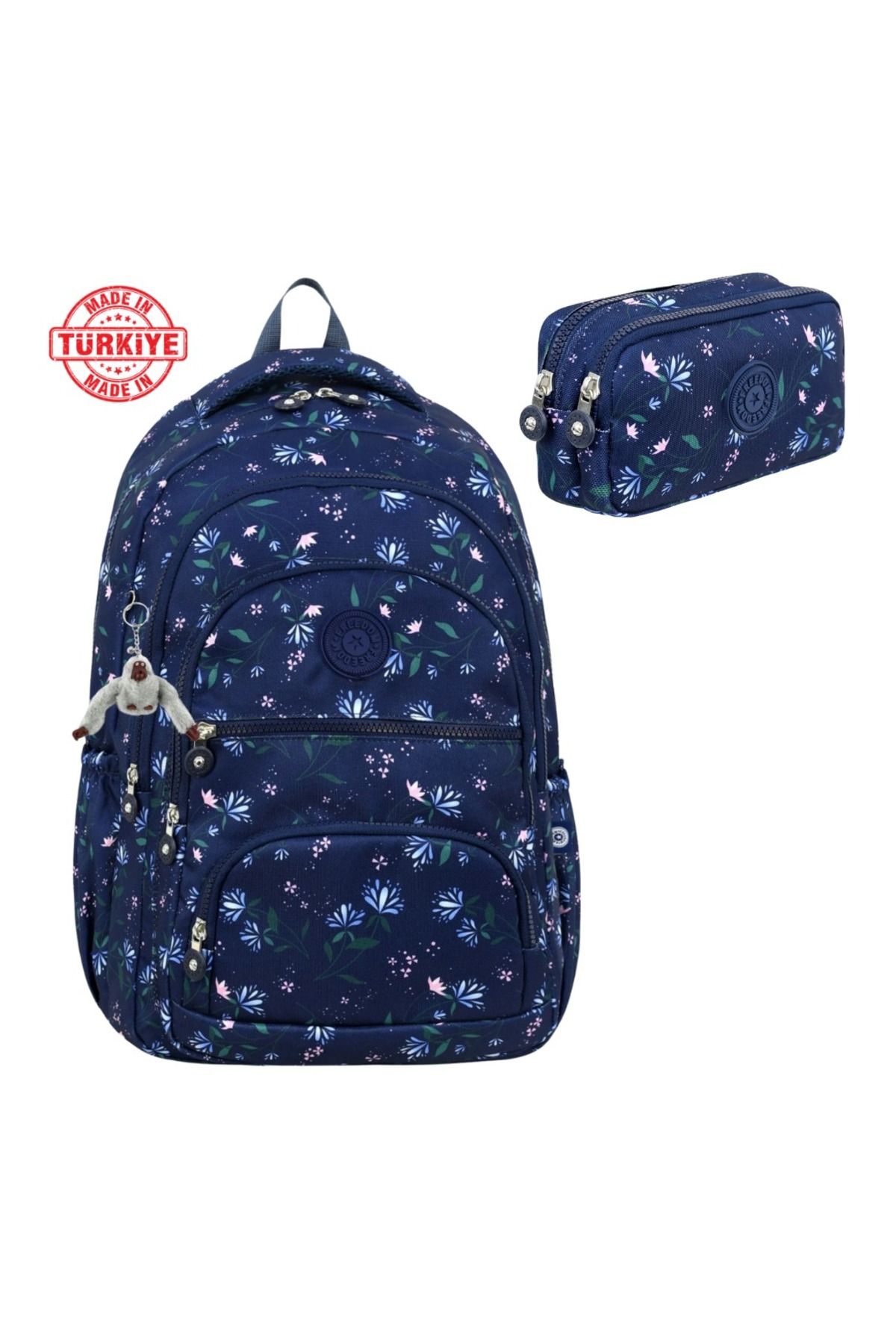great bags Yeni Sezon Krinkıl Desenli Lise ve Ortaokul Sırt Çantası ve Çift Bölmeli Gözlü Kalemlikli Okul Set
