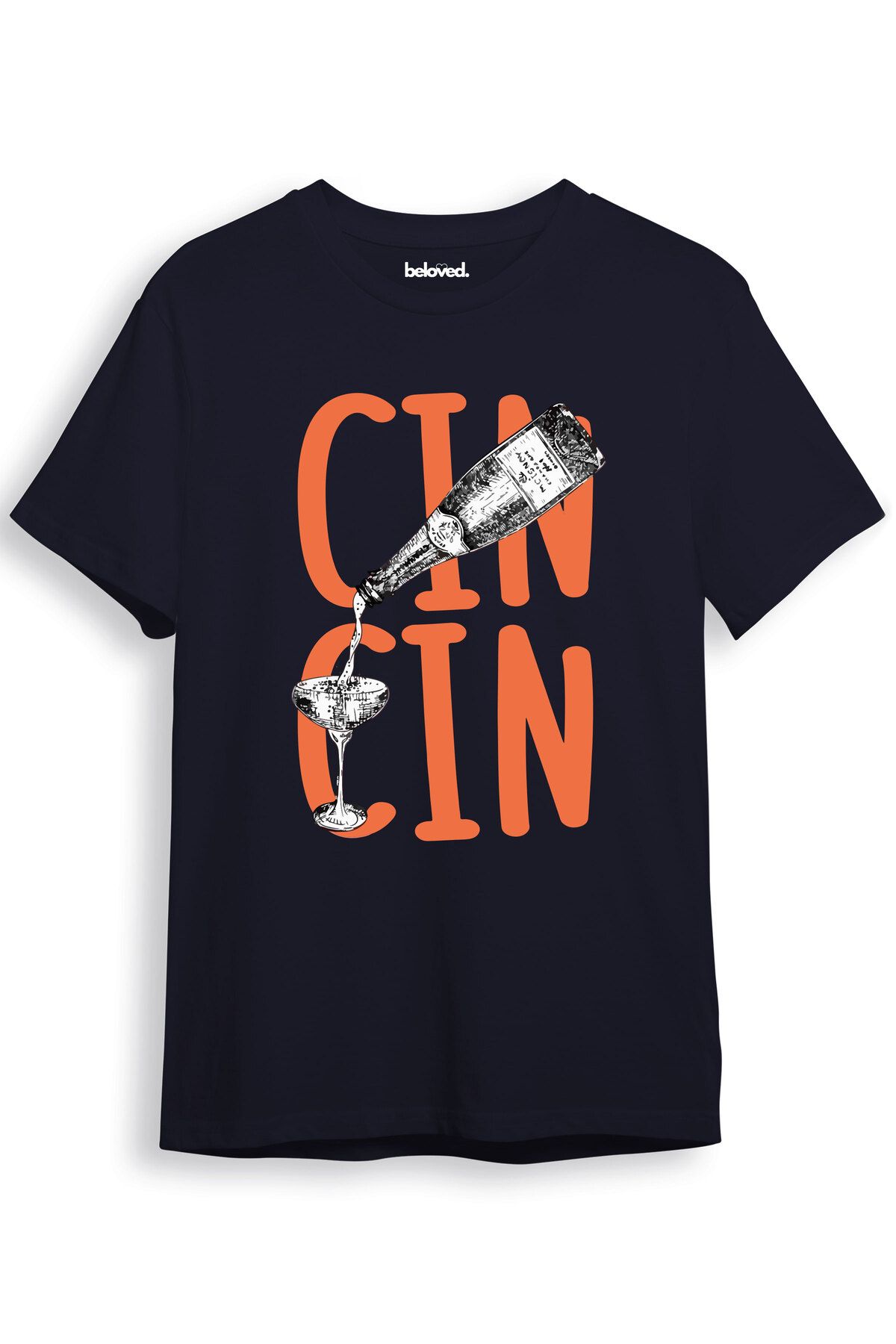 beloved.co Cin Tonik Kokteyl Bardağı Tasarımlı Dijital Baskılı %100 Pamuk Regular Fit T-Shirt