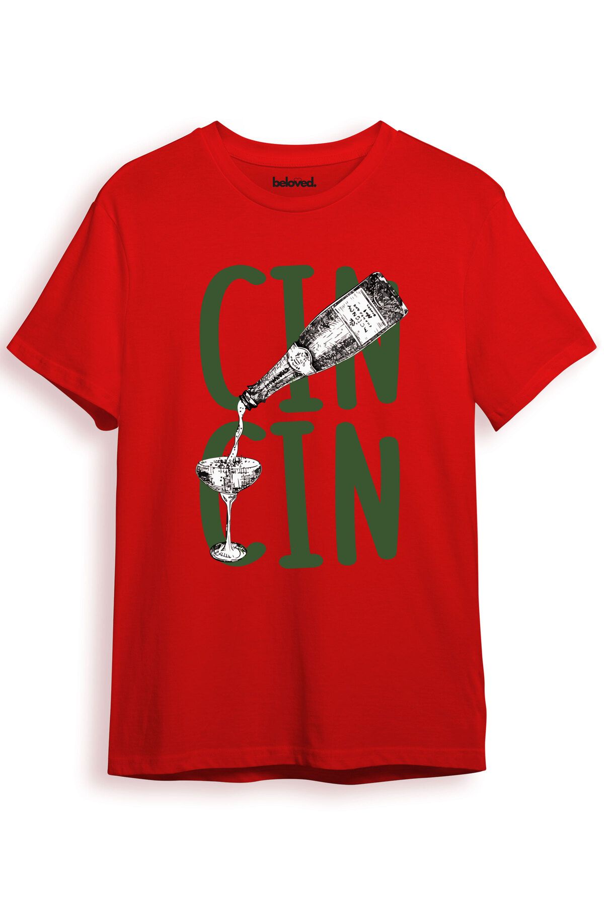 beloved.co Cin Tonik Kokteyl Bardağı Tasarımlı Dijital Baskılı %100 Pamuk Regular Fit T-Shirt