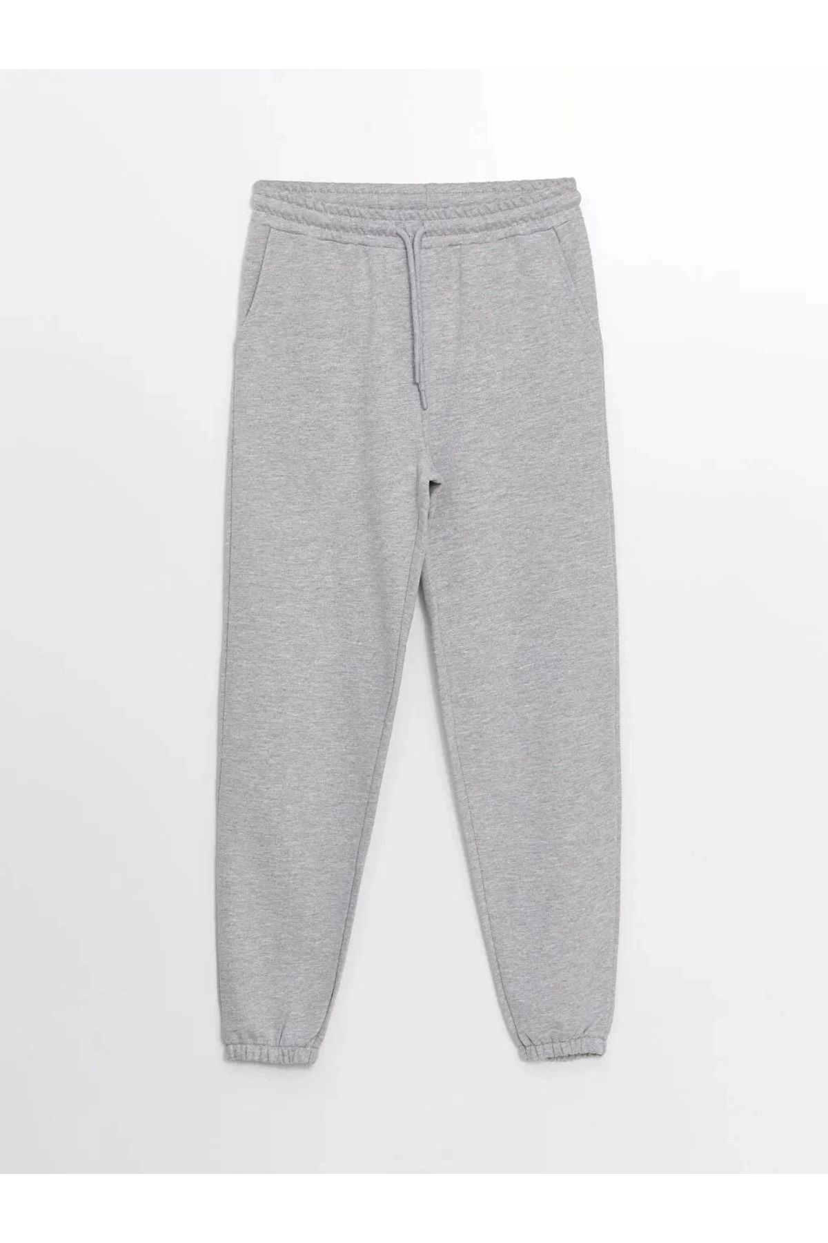 LC Waikiki LCWAIKIKI Basic Gri Melanj Kadın Beli Lastikli Düz Jogger Eşofman Altı