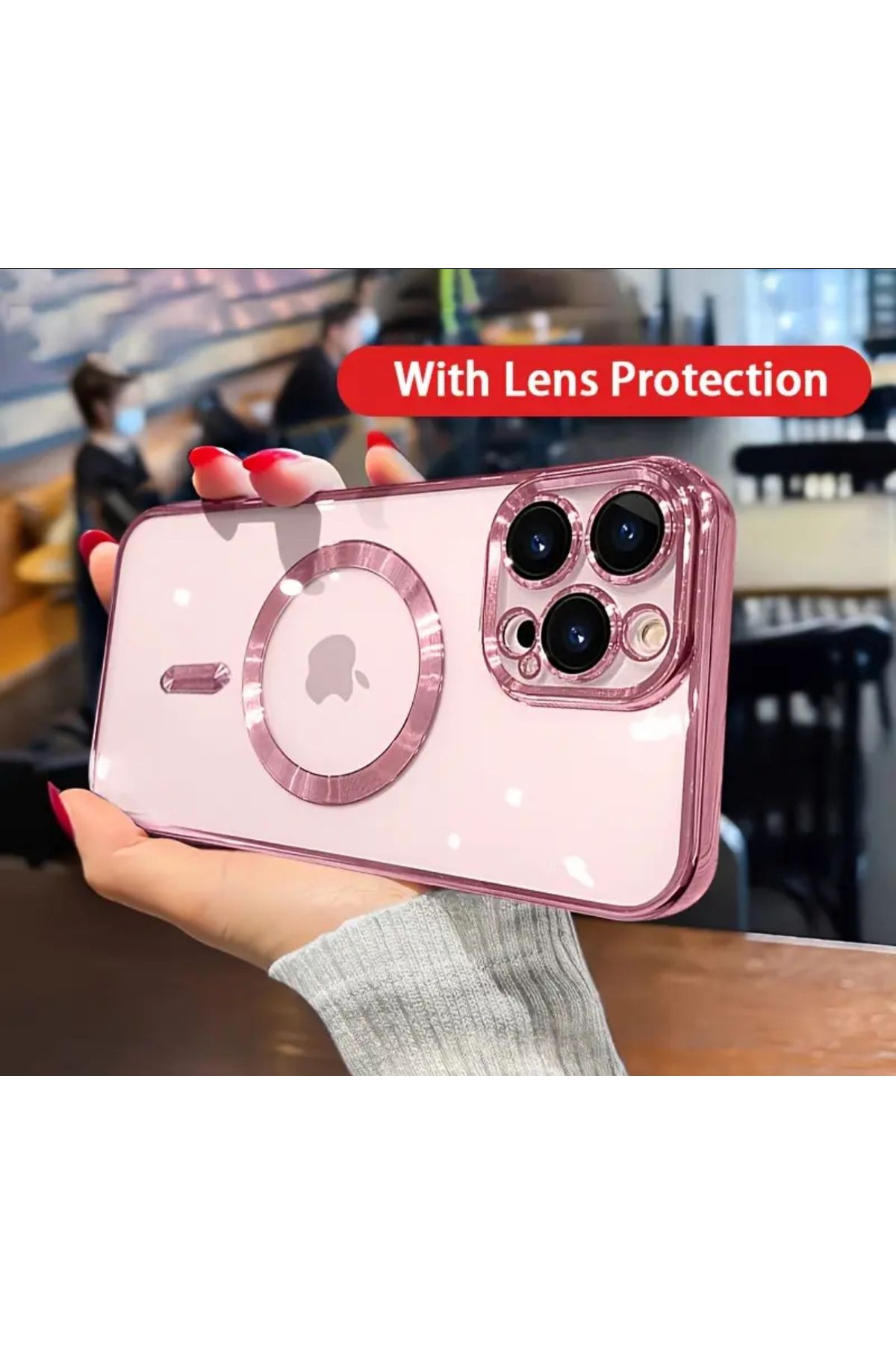 La Saade İthal Y2k Apple İphone 16 Pro Pembe Magnetic Telefon Kılıfı