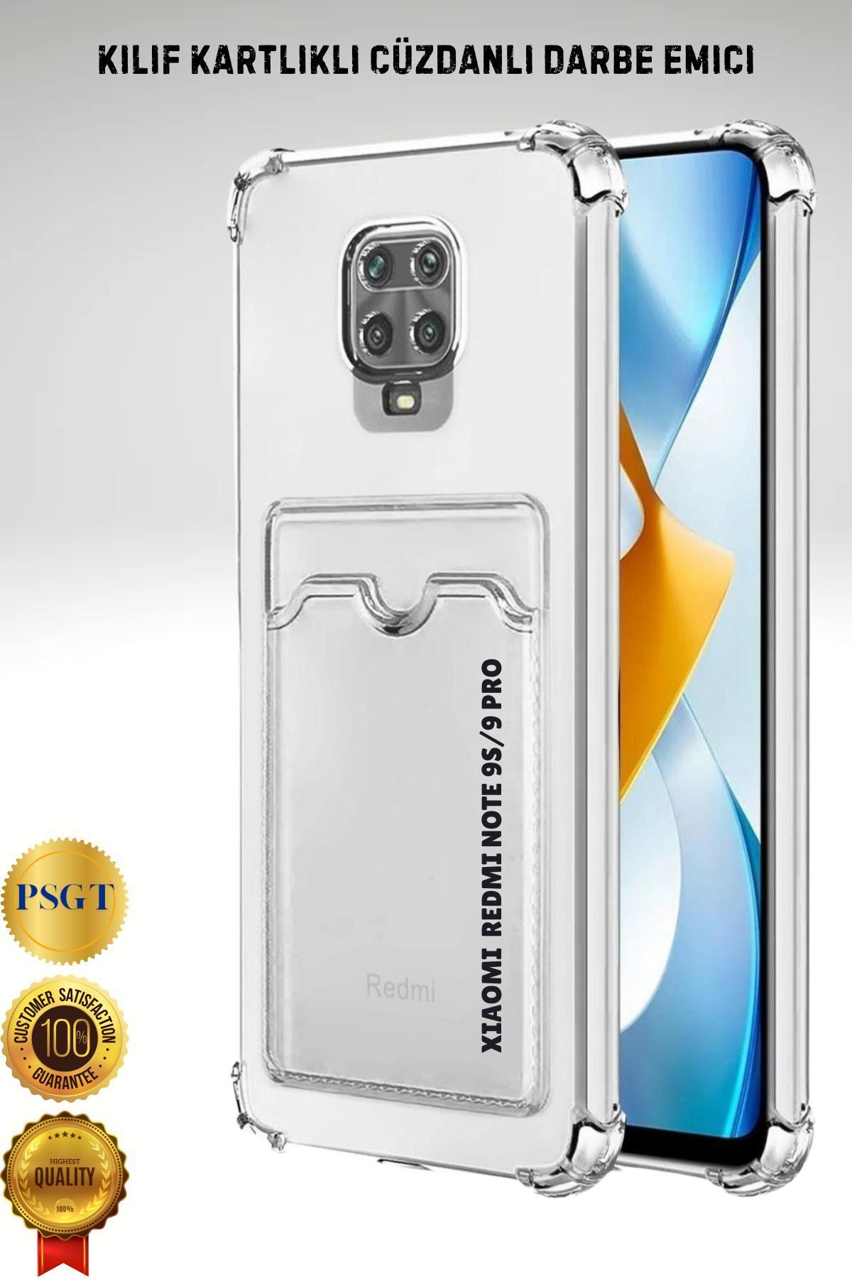 PSGT Xiaomi Redmi note 9s/9pro Uyumlu Kılıf Kamera Koruma Ve Köşe Korumalı Kartlıklı Cüzdanlı Darbe Emici