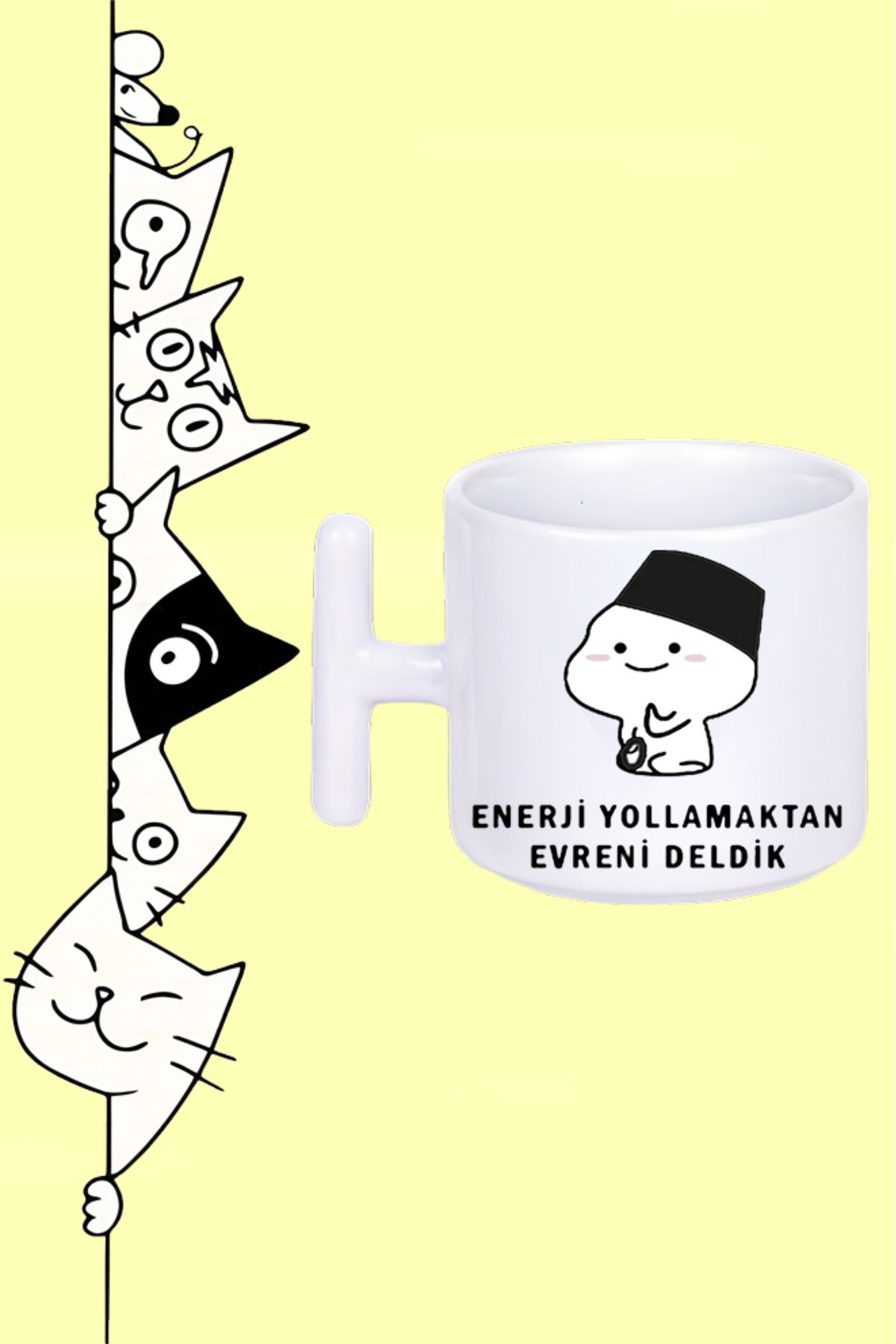 Olympus plus ENERJİ YOLLAMAKTAN EVRENİ DELDİK MODDO TASARIM BASKILI T SAP BEYAZ KUPA BARDAK