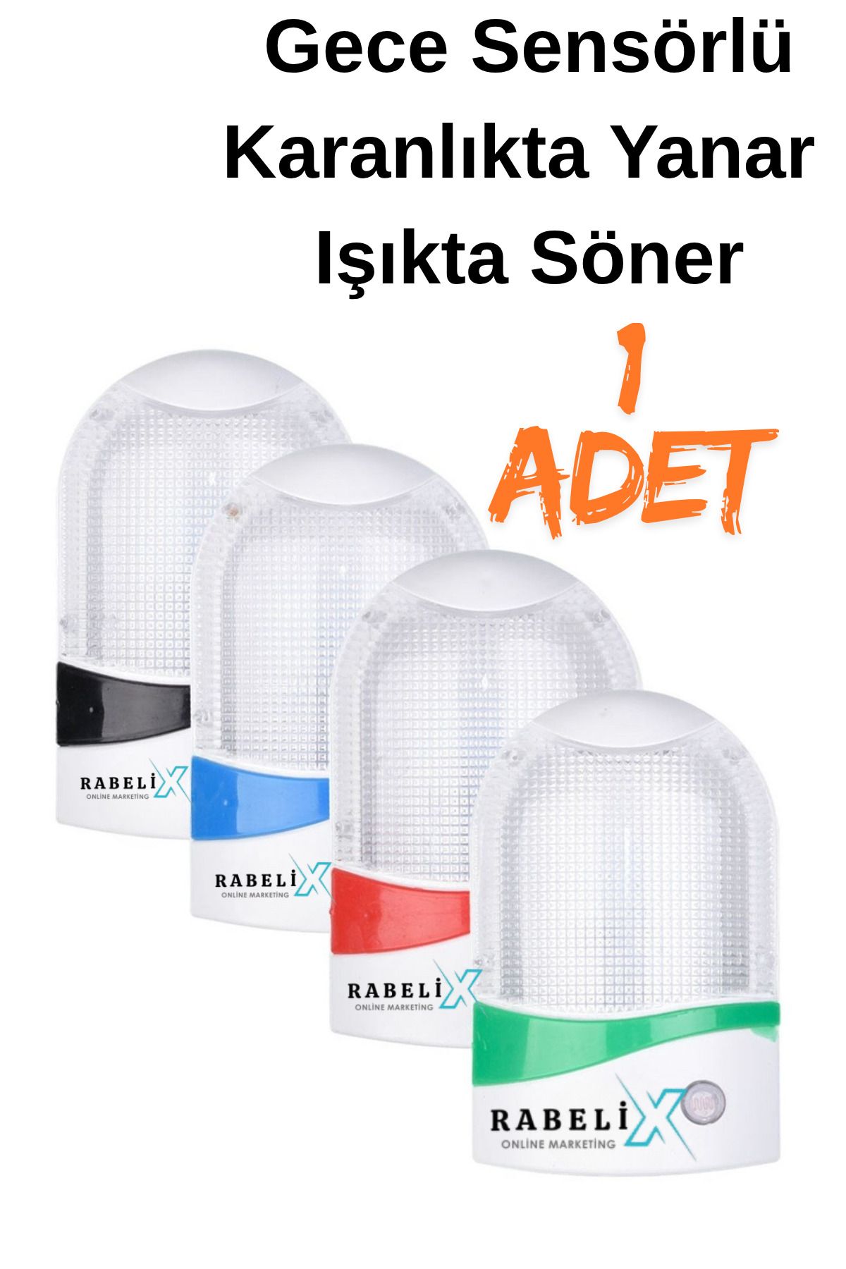 Rabelix Online Marketing 1 Adet Sensörlü Fotoselli Beyaz Led Işık Karanlıkta Otomatik Yanar Çocuk Odası Lambası