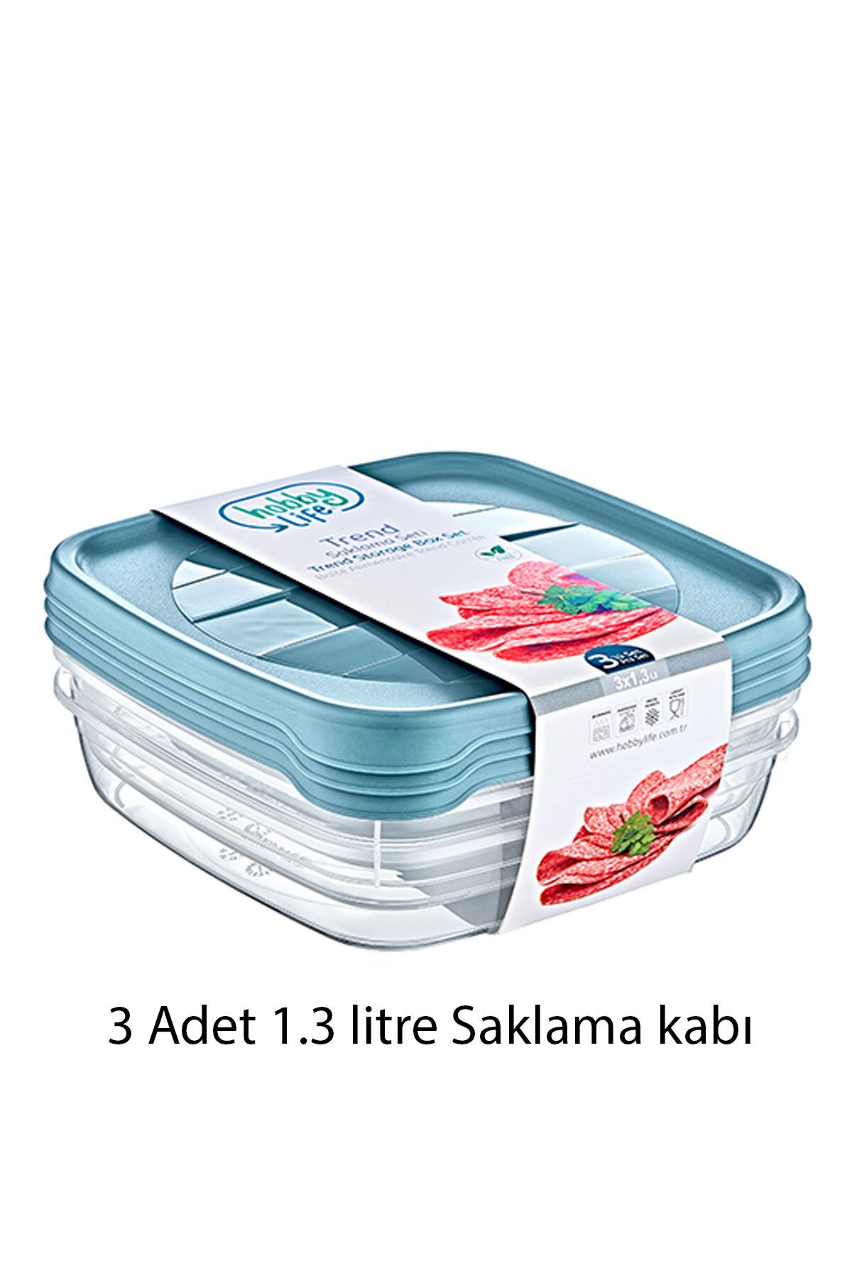 Plodna House Trend Kare Saklama Kabı Seti 3 x 1,3 L