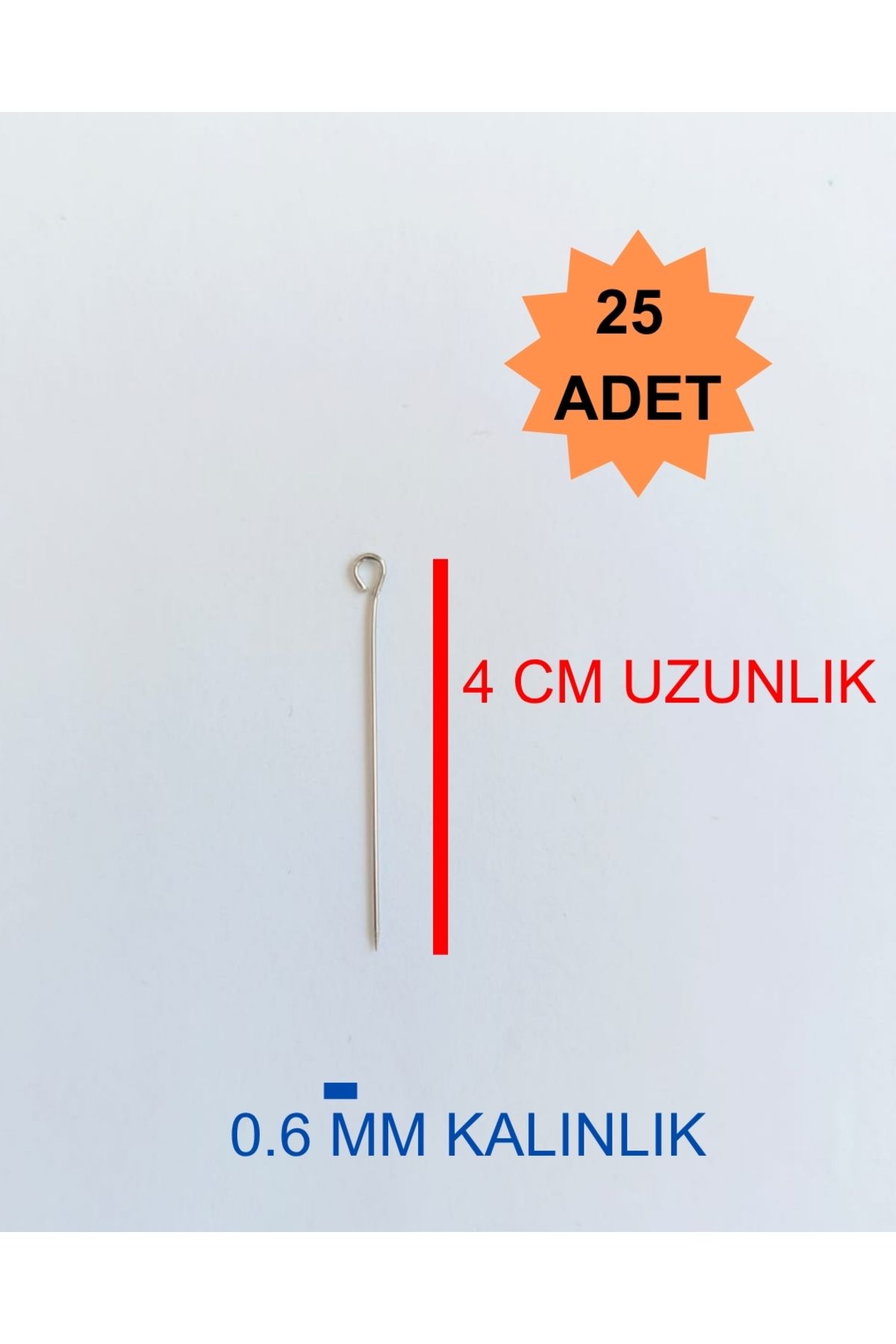 4 Cm Uzun Boy 50 Adet Halkalı Çelik Toplu Iğne Rus Toplu Iğnesi Estetik Başsız Toplu Iğne