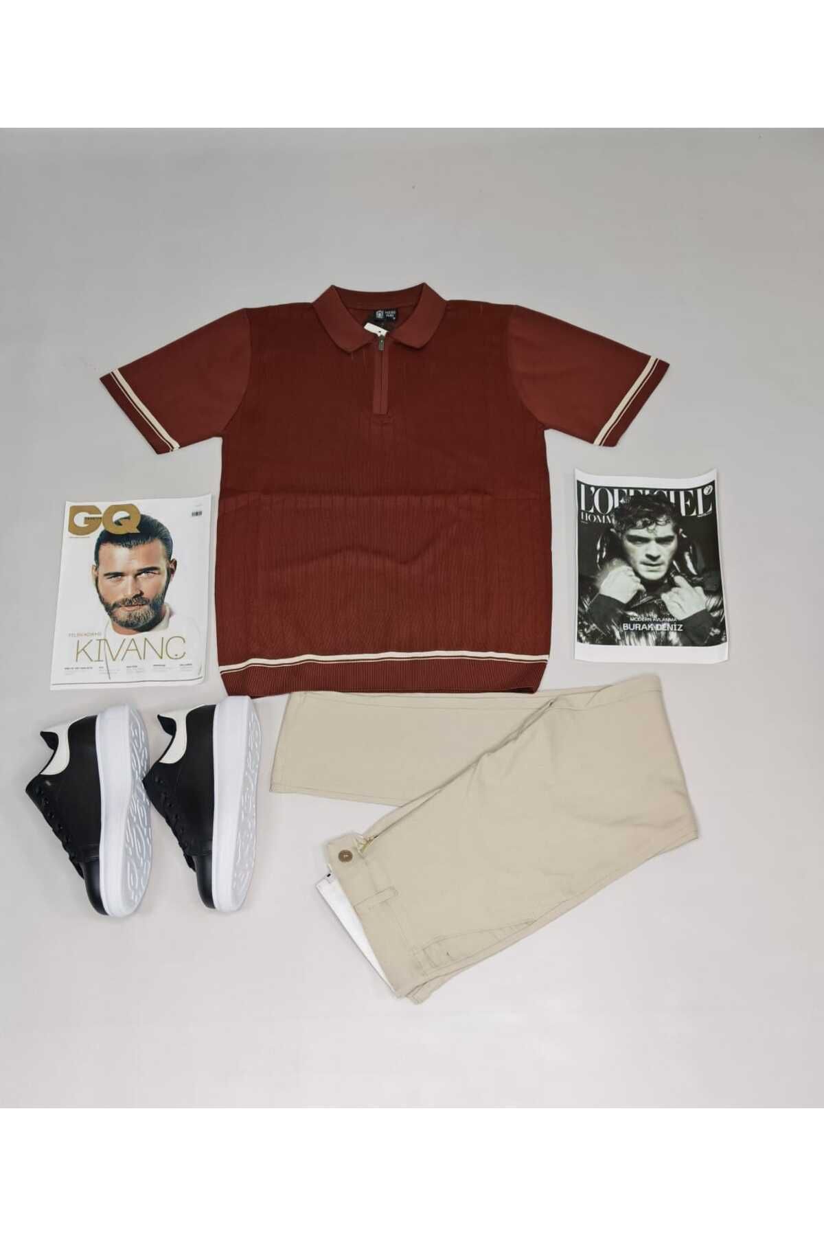 DR ZİFT TEKSTİL POLO YAKA TRİKO T-SHİRT VE KUMAŞ PANTOLON 2'Lİ KOMBİN