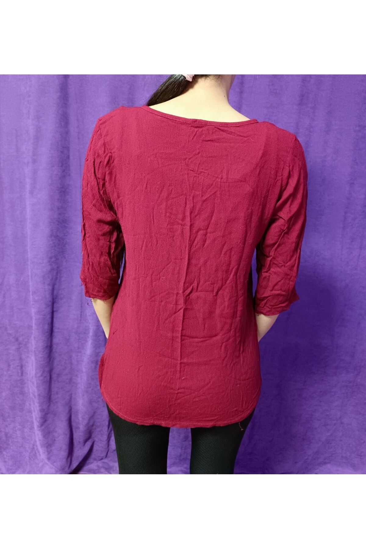Misslina LİON SHOW APACHİ TÜY DESENLİ BLUZ BORDO