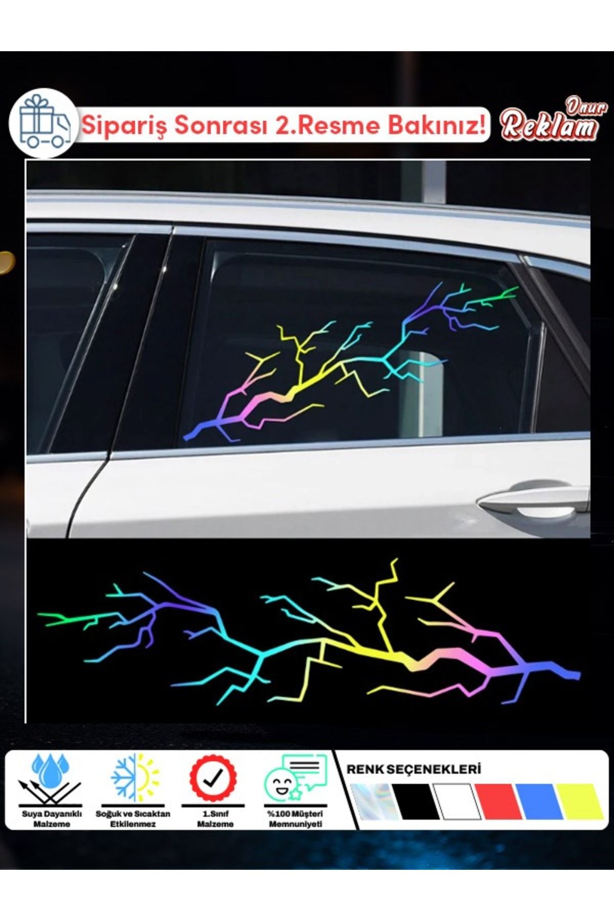 Onur Reklam Araç Gövdesi Çatlak Desenli Sticker – Suya Dayanıklı – 2’li Set