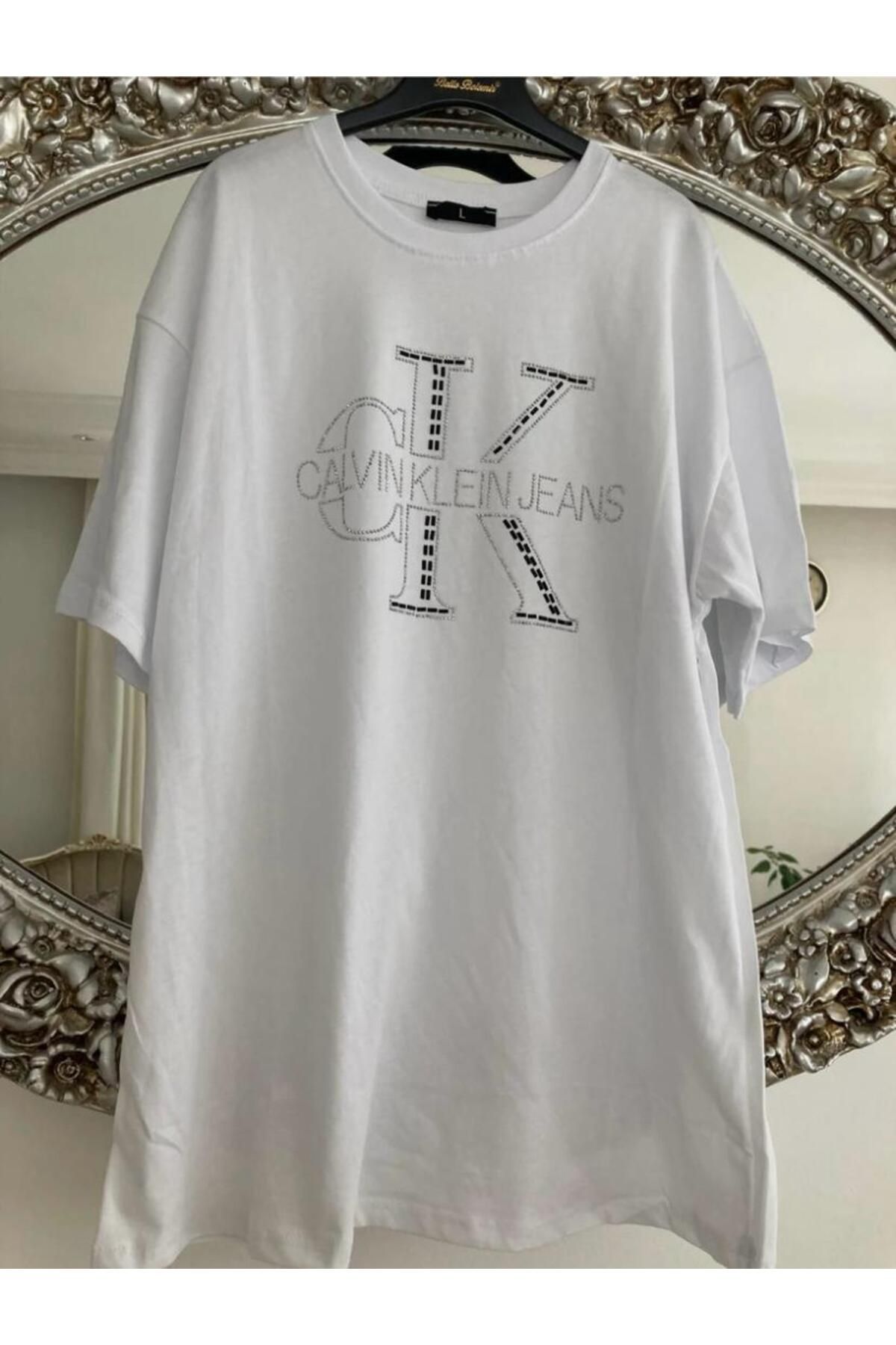 ck Rstm butik taş baskılı kolsuz penye tişört