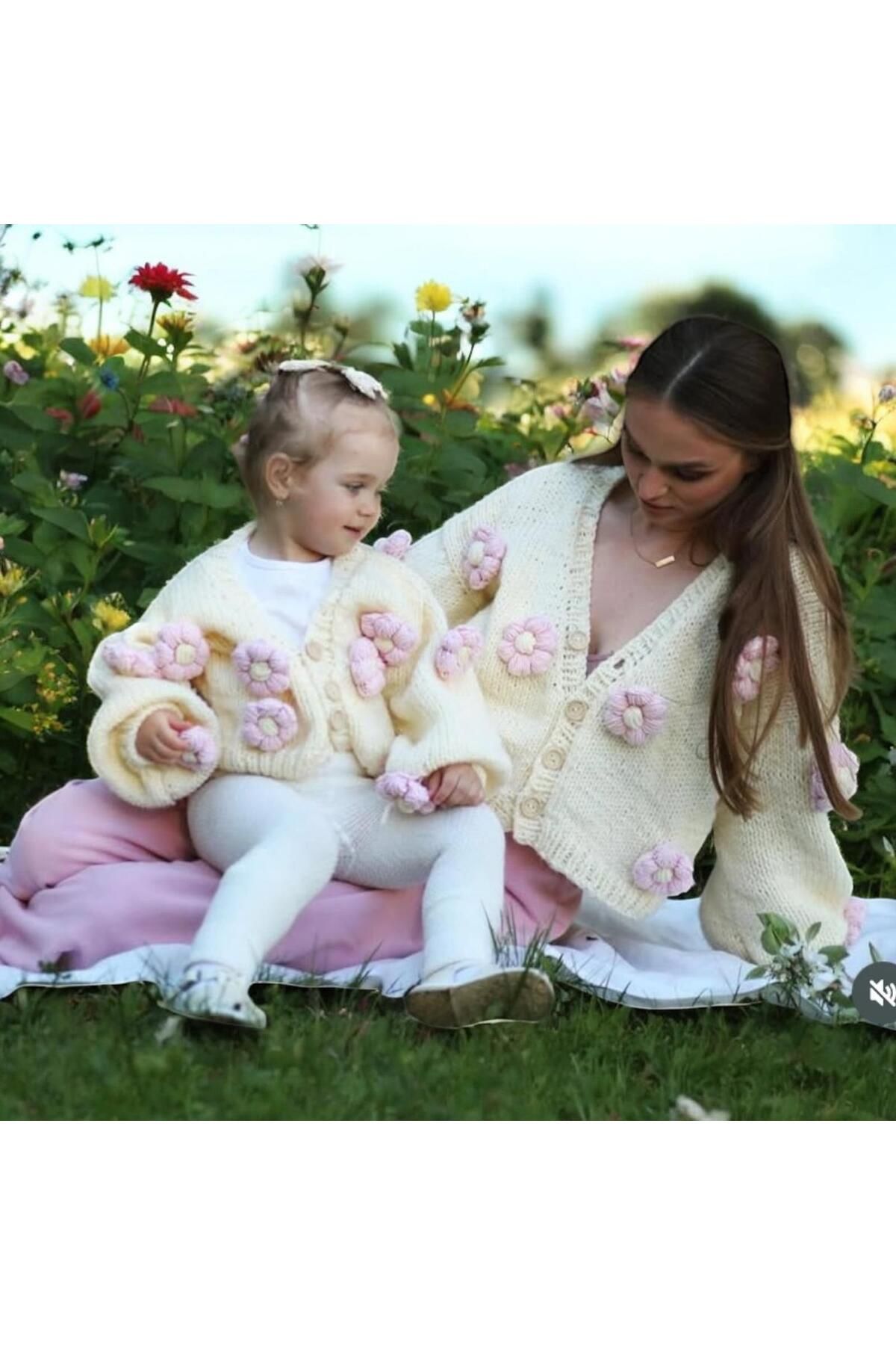Charme Elegant el örgüsü anne kız kombin