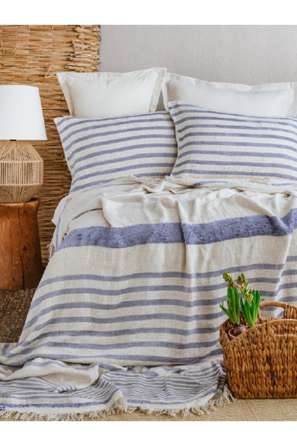 CENGİZ ÇEYİZ Brulee Denim 100% Pamuk Çift Kişilik Yatak Örtüsü Takımı