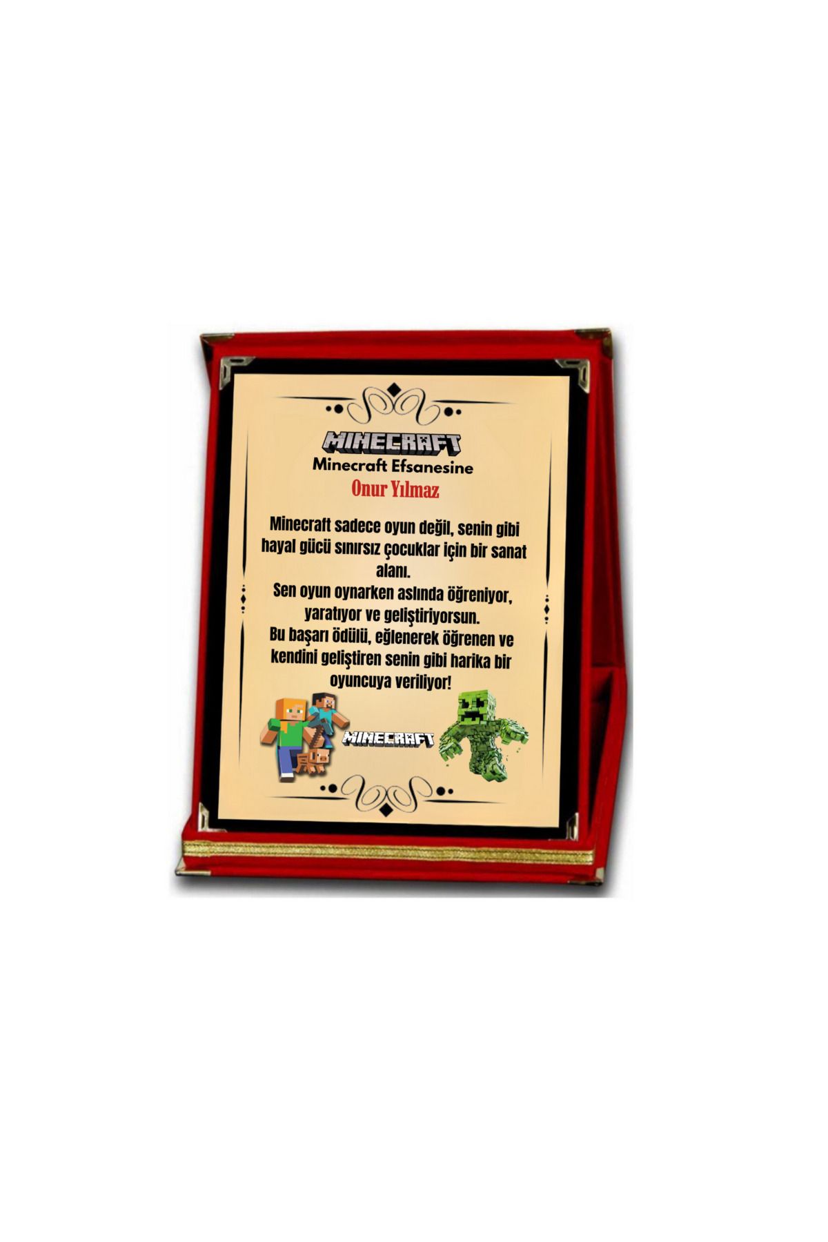 ALPŞAN TİCARET Mınecraft Ödül Plaketi Mınecraft Hediye İsme Özel Plaket