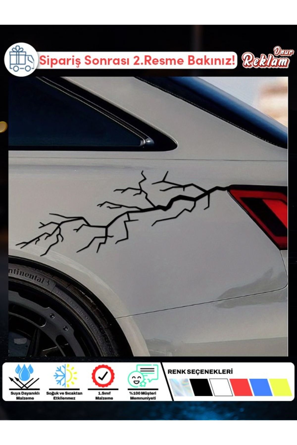 Onur Reklam Araç Gövdesi Çatlak Desenli Sticker – Suya Dayanıklı – 2’li Set
