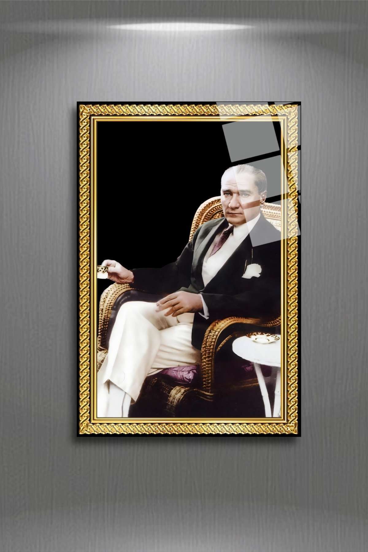 HMDS CONCEPT Mustafa Kemal Atatürk Tablosu , Kırılmaya Dayanıklı, Çerçeve Görünümlü Cam Tablo
