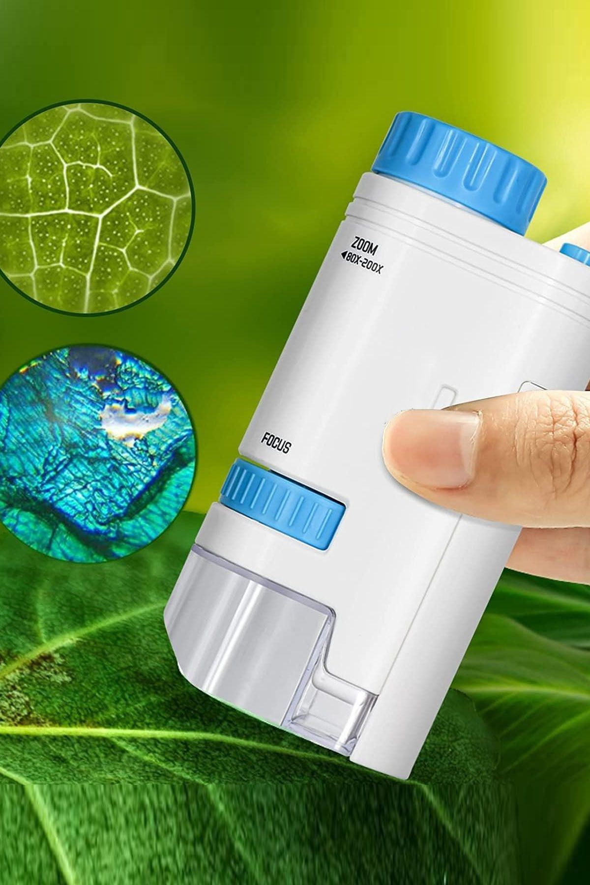 TechnoStation Mikroskop Taşınabilir El Mikroskobu 80-200X Yeni Nesil Taşınabilir Eğitici Öğretici Mikroskop El