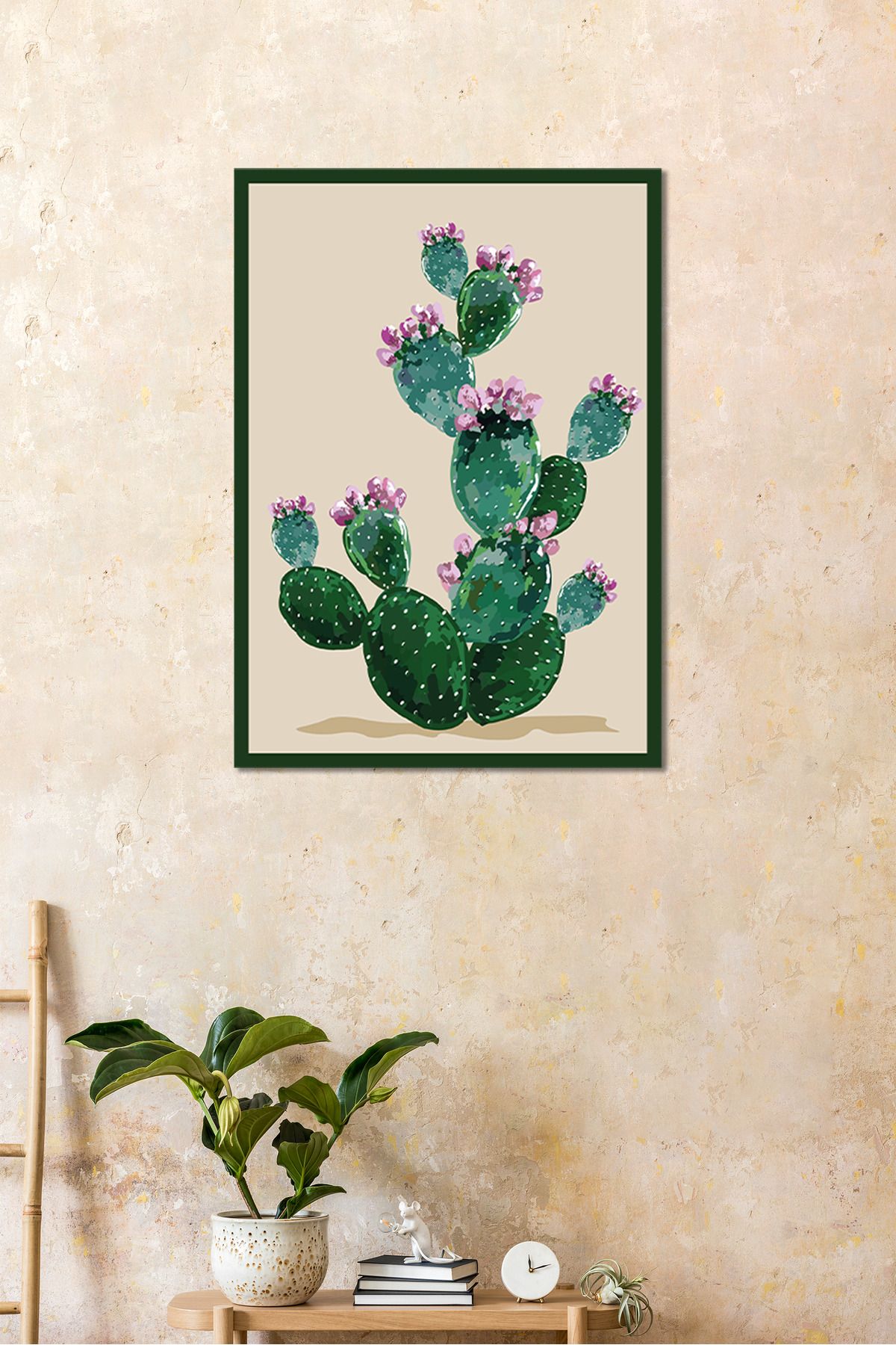 BENUKO Dekorasyon Kaktüs Çizimi Poster Çerçeve Görünümlü Duvar Dekorasyonu