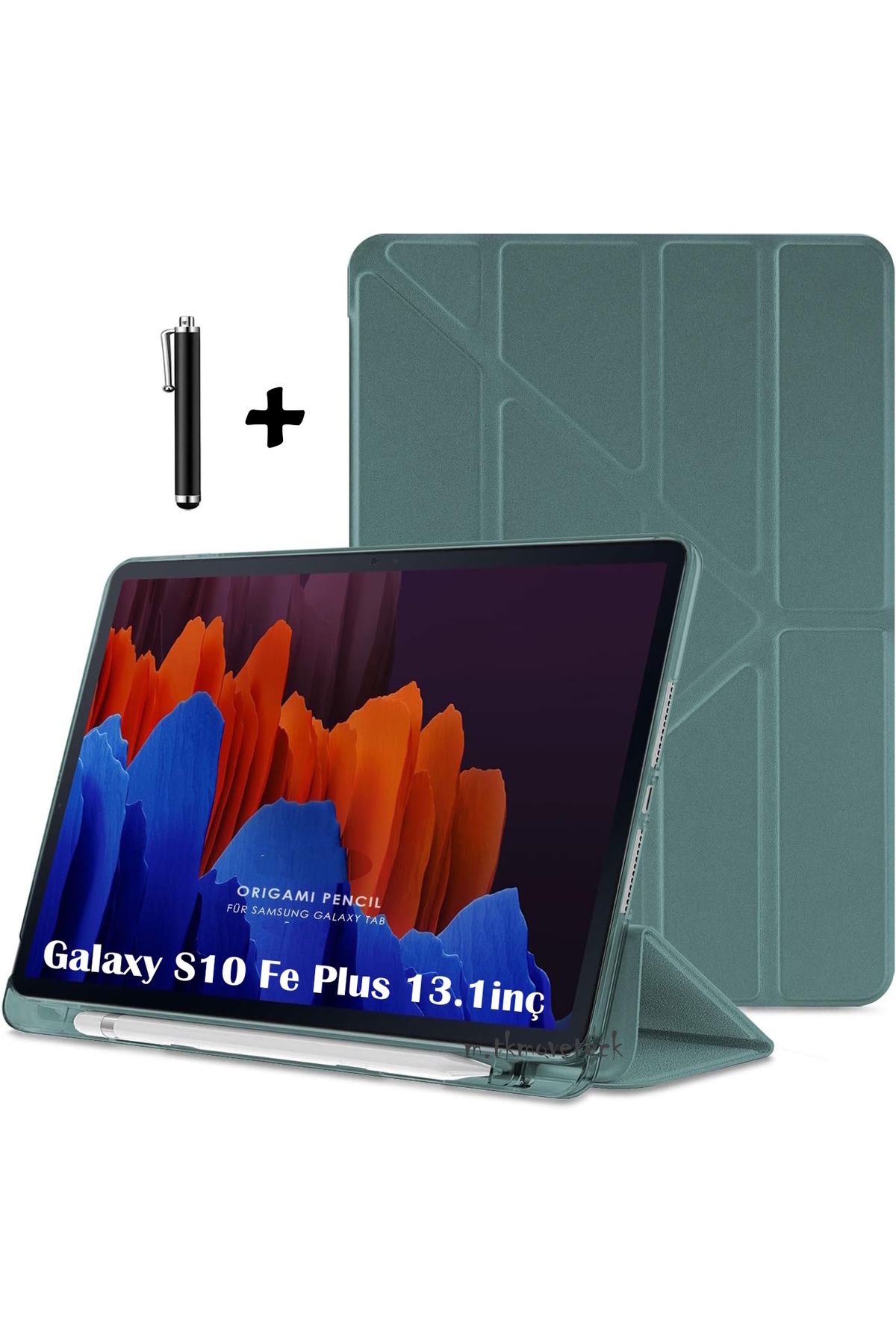 m.tk moveteck Samsung Galaxy Tab S10 Fe Plus 13.1 inç Kılıf Kalem Bölmeli Katlanabilir Standlı Yumuşak SilikonX620
