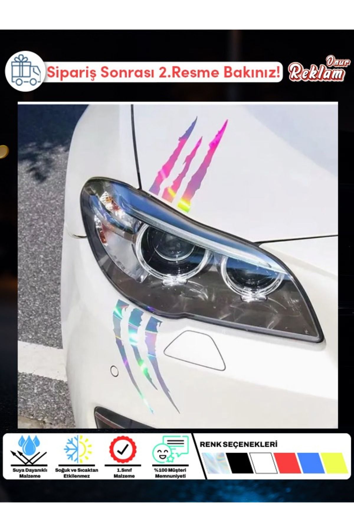 Onur Reklam Pençe İzi Far Sticker – 2’li Set – Suya Dayanıklı – Renk Seçenekli
