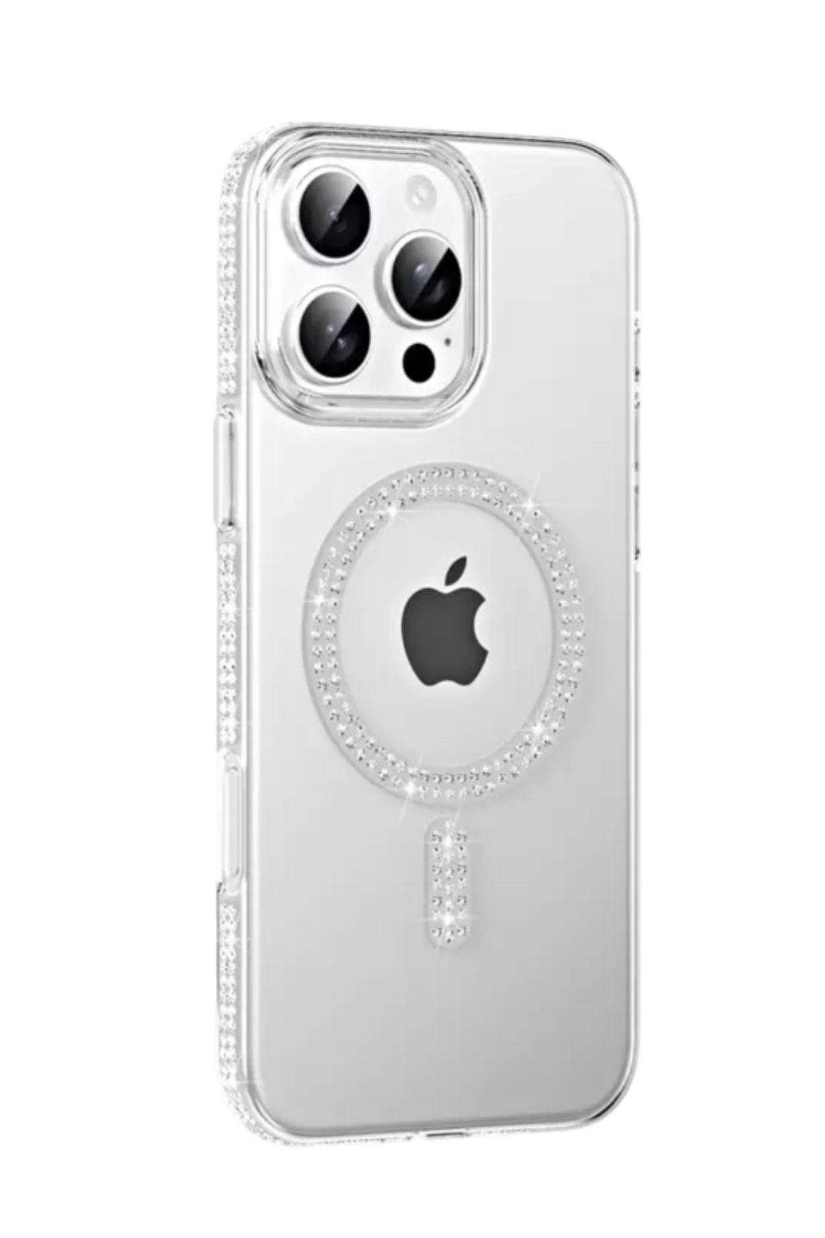 AYKAN Apple ıphone 16 pro max taşlı Magsafe kapak-Naturel Grey