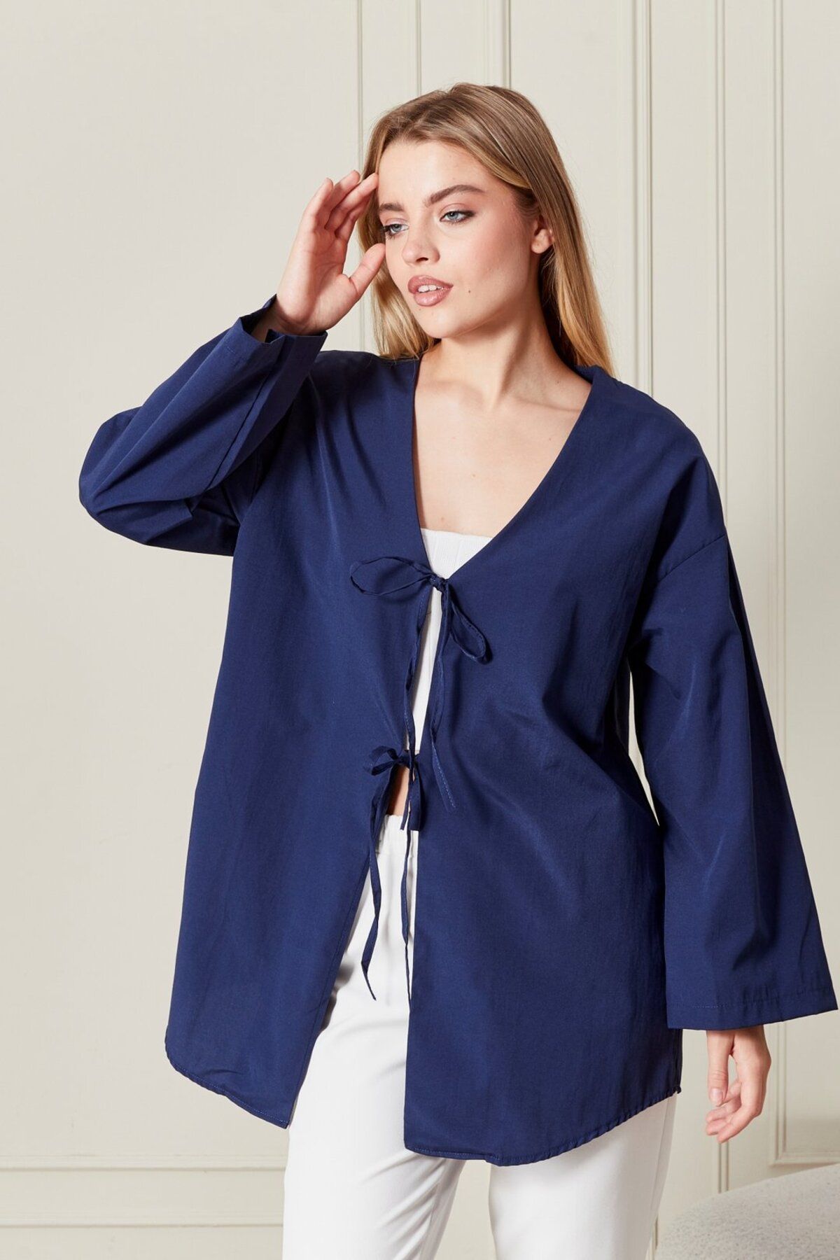 Kirazgym Kadın Basic Kimono Poplin Kumaş 7007