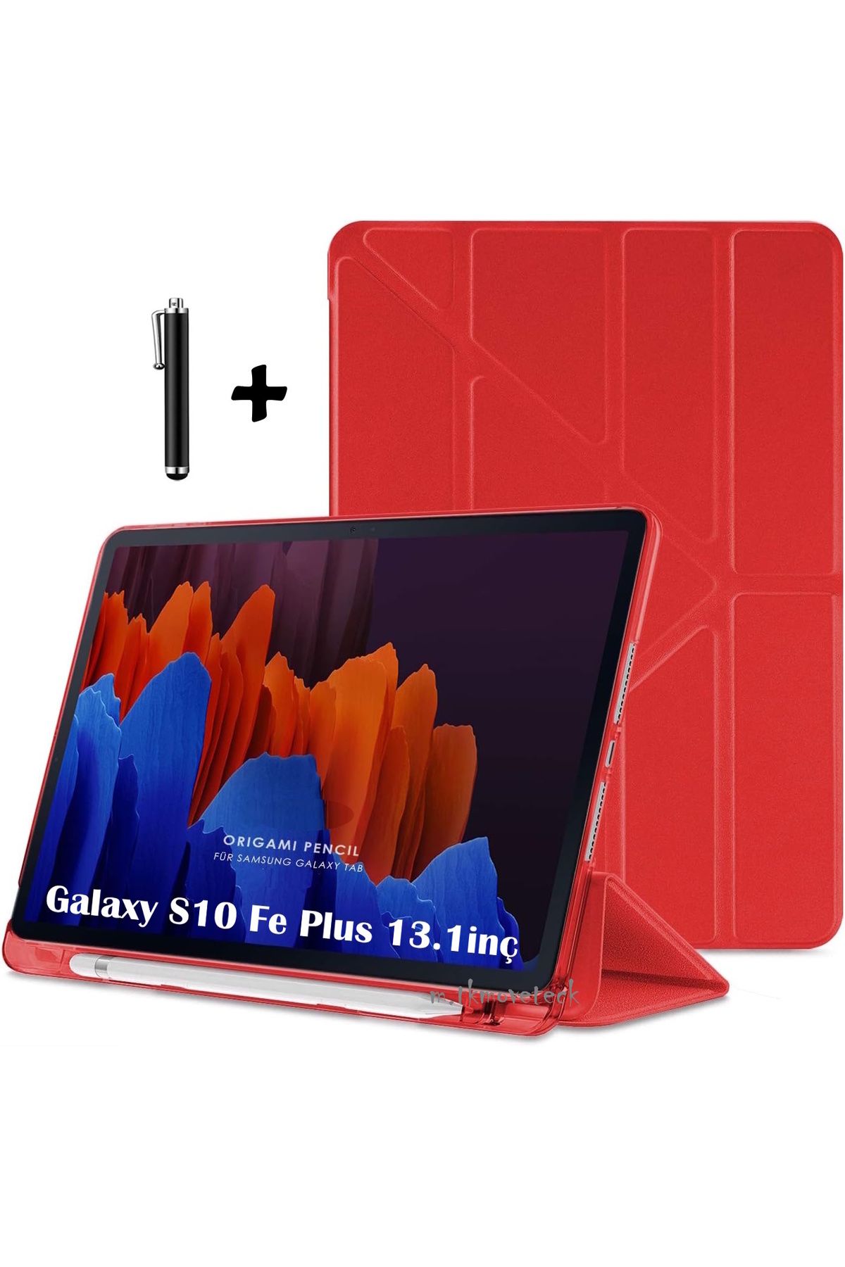 m.tk moveteck Samsung Galaxy Tab S10 Fe Plus 13.1 inç Kılıf Kalem Bölmeli Katlanabilir Standlı Yumuşak SilikonX620