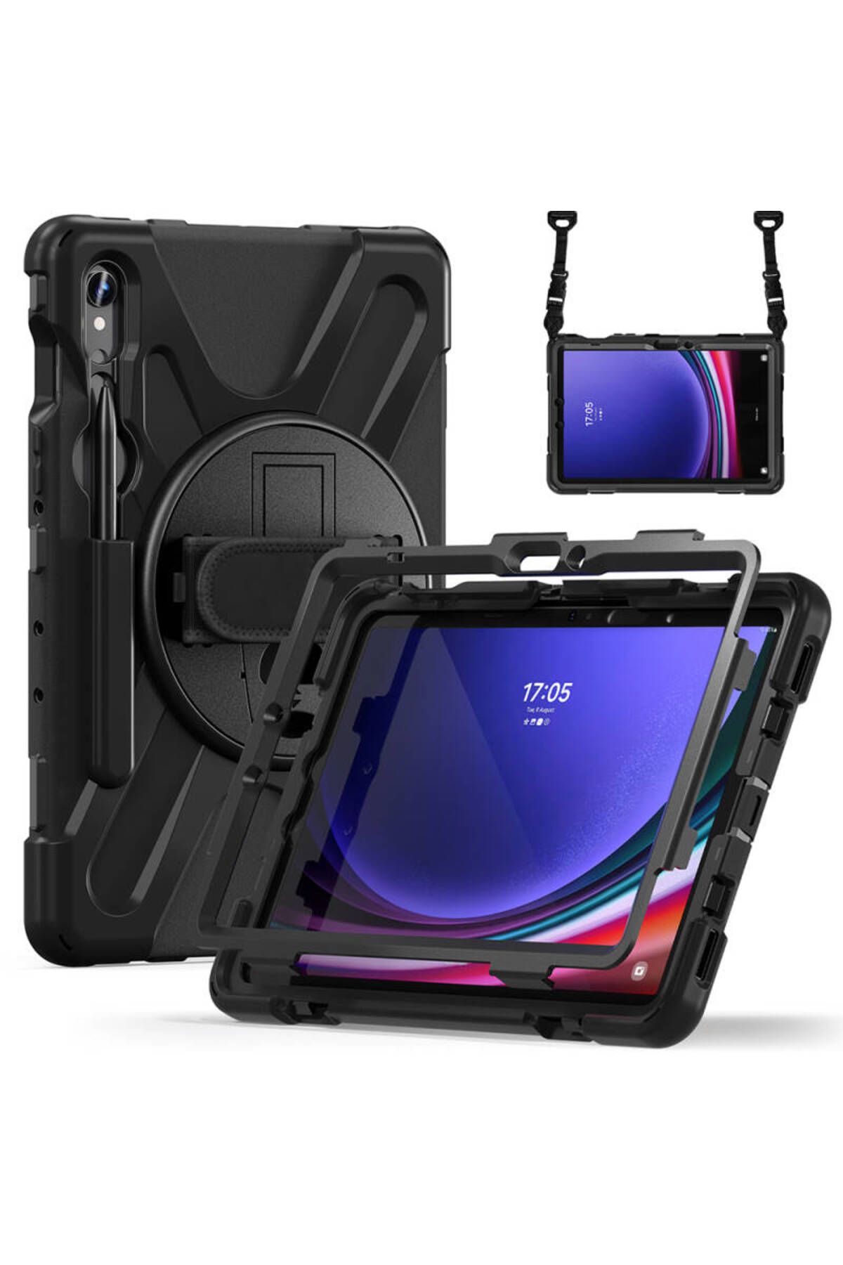 GRABONO Galaxy Tab S9 FE 10,9 inç SM-X510 TABLET KILIFI OMUZ ASKILI DEFENDER ZIRH TANK SERİSİ