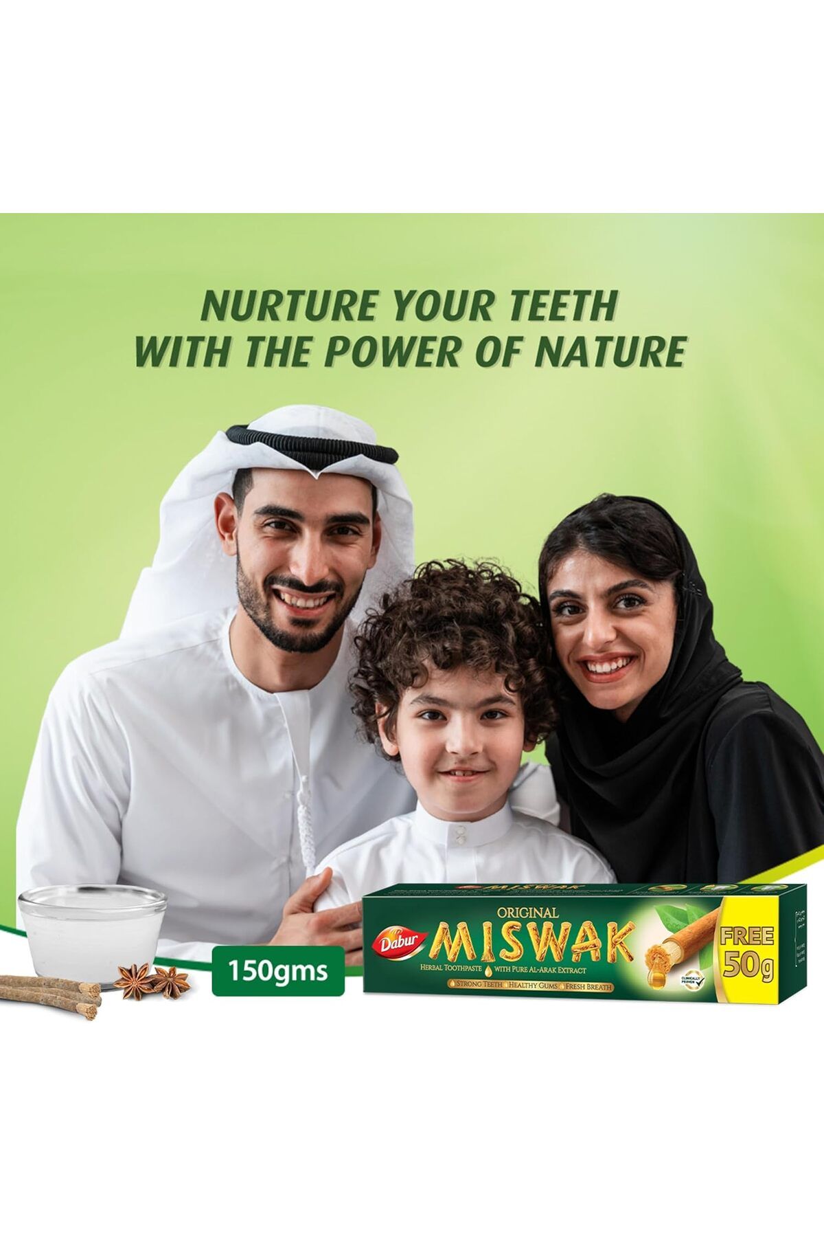 Dabur-Miswak Toothpaste (120 + 50g Free) | Formulated With Pure Extracts Of Al Arak | For Healthy Gu 3