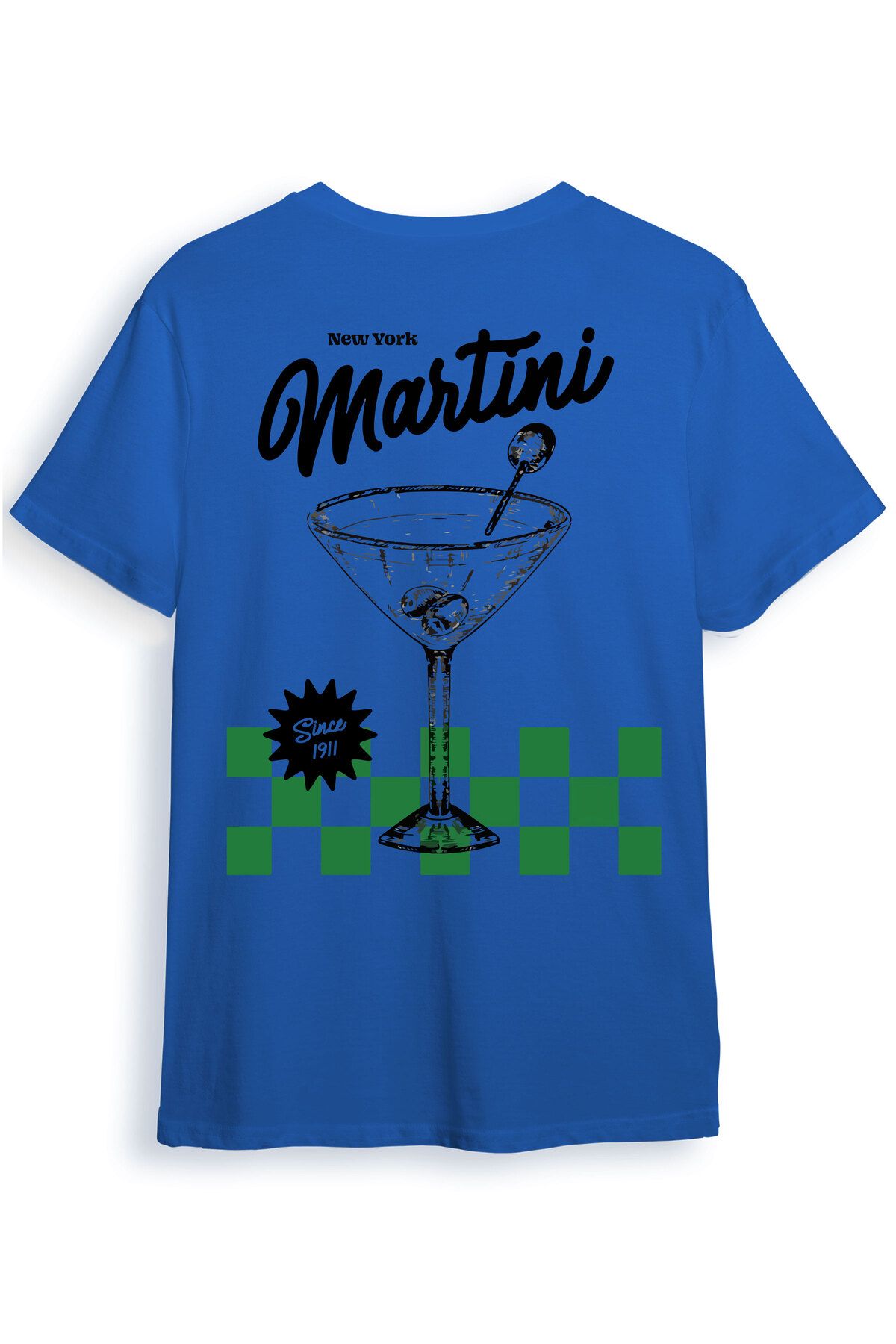beloved.co Newyork Martini 1971 Kokteyl Bardağı Tasarımlı Dijital Baskılı %100 Pamuk Regular Fit T-Shirt