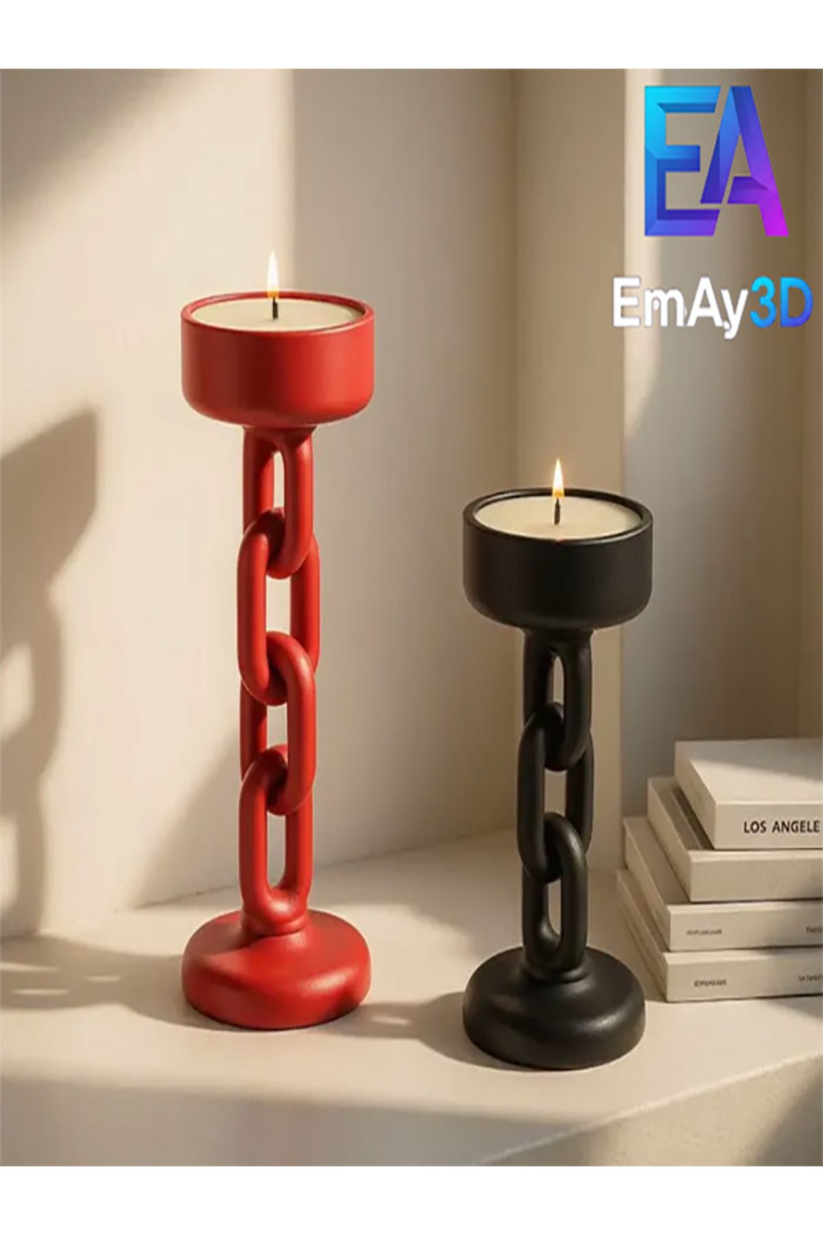 EmAy3d Zincir Mumluk , 2 Adet Set, Zincir Şamdan