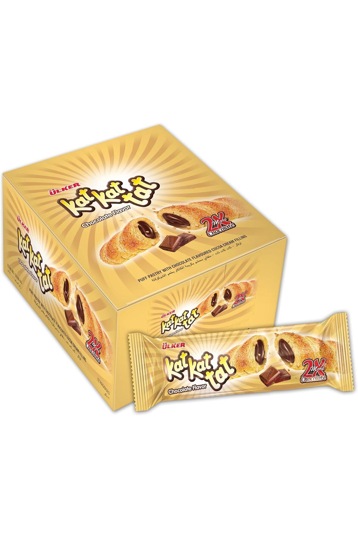 Ülker Ülker Kat Kat Tat Puff Pastry With Chocolate Flavoured Cocoa Cream Filling, 12 X 24g