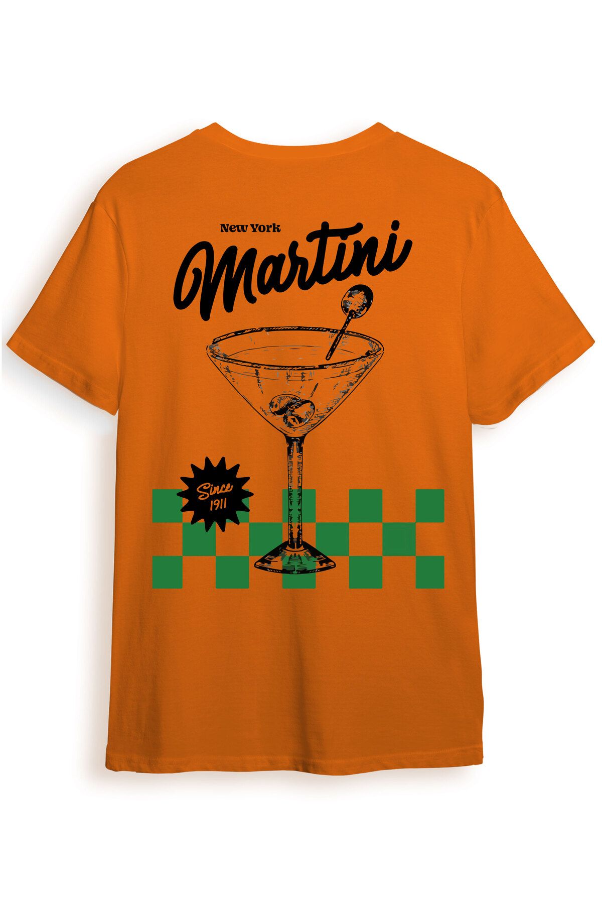 beloved.co Newyork Martini 1971 Kokteyl Bardağı Tasarımlı Dijital Baskılı %100 Pamuk Regular Fit T-Shirt
