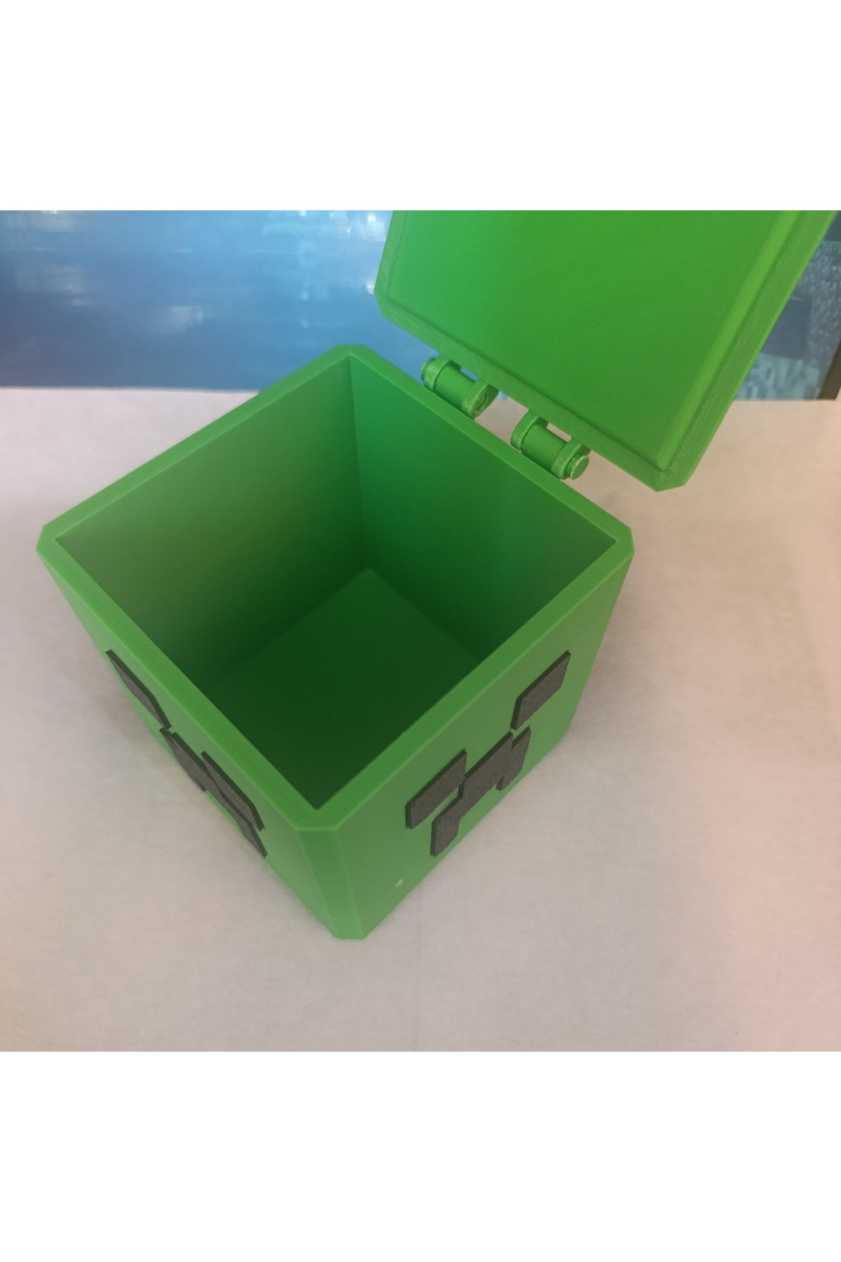 Mey3DDesign Minecraft Creeper Kutu, Yeşil 10x10x10 cm, Şekerlik, Küçük Malzeme Saklama Kutusu