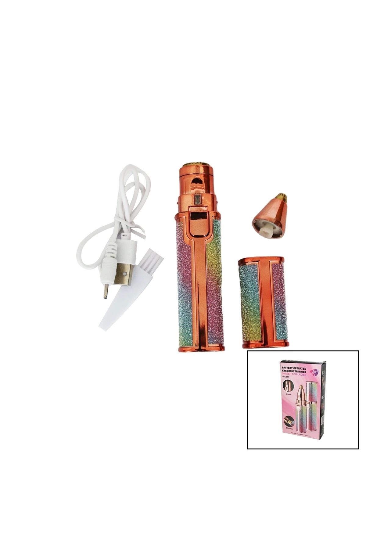 shopwave 2IN1 BAŞLI - SİMLİ - RUJ MODEL - USB ŞARJLI YANAK - BURUN TÜY ALMA MAKİNESİ (5047)