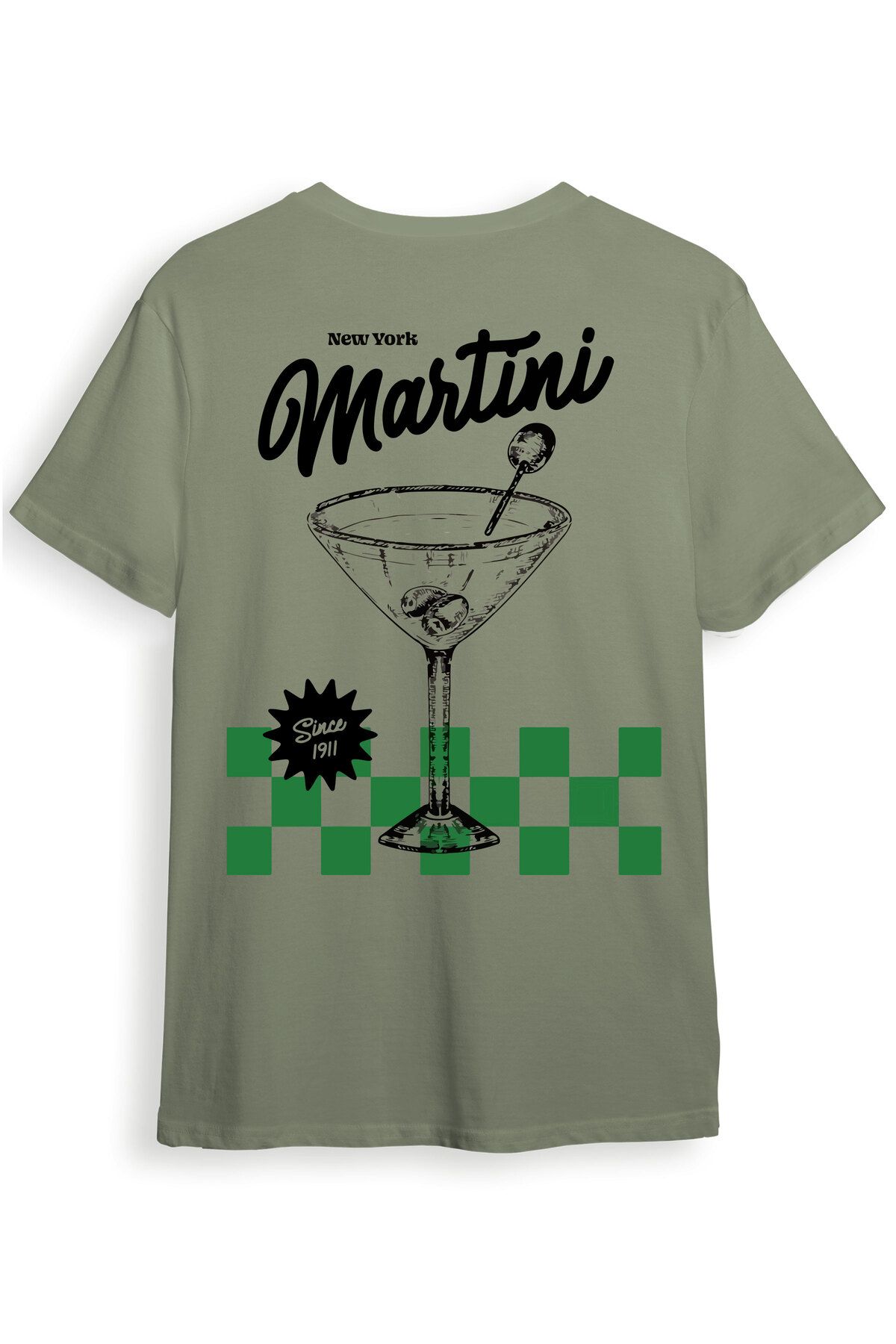 beloved.co Newyork Martini 1971 Kokteyl Bardağı Tasarımlı Dijital Baskılı %100 Pamuk Regular Fit T-Shirt