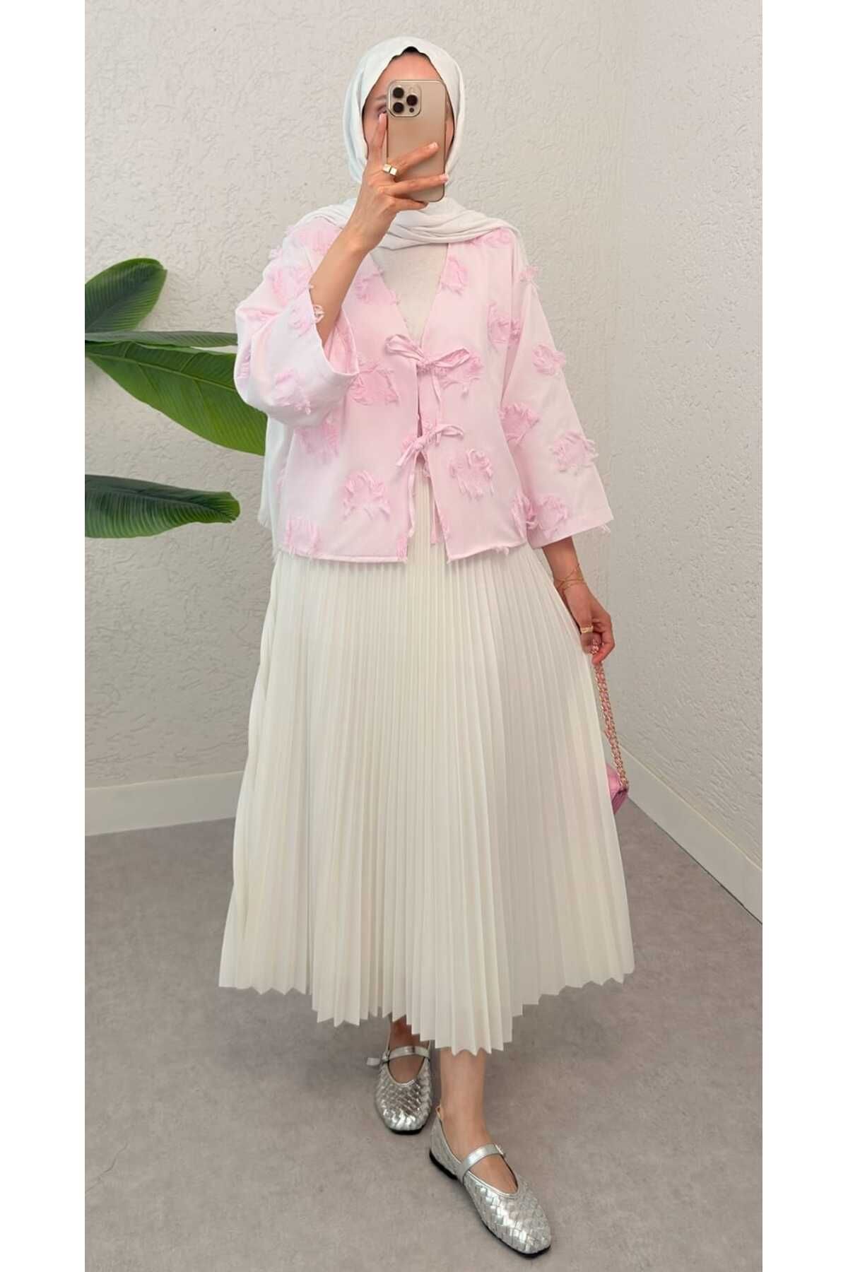 MODA VEDAT Yama Yırtık Detaylı Kimono -056