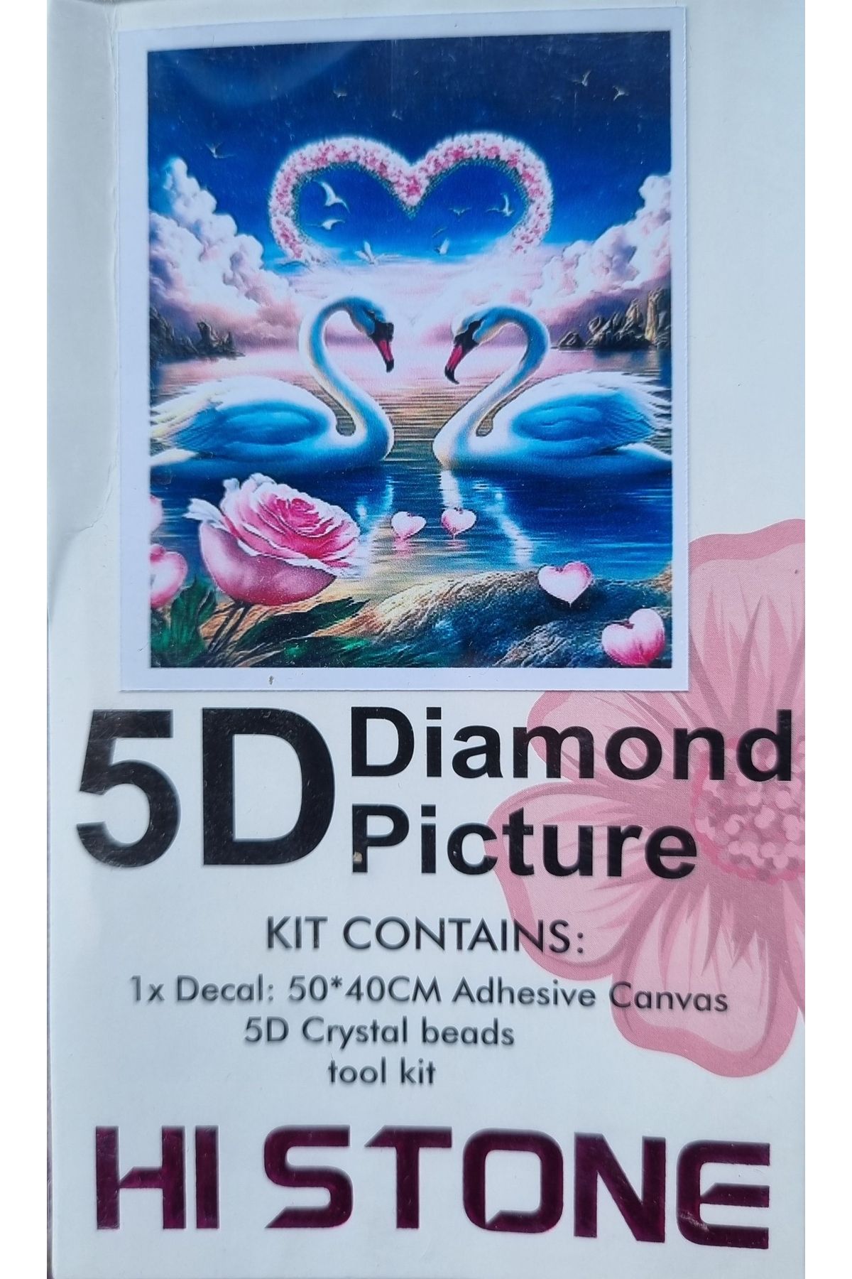 Hobiline 5D'li Elmas Boncuk Yapıştırma Taş İşleme Mozaik Goblen KİT "KALP KUĞU" 50x40 cm