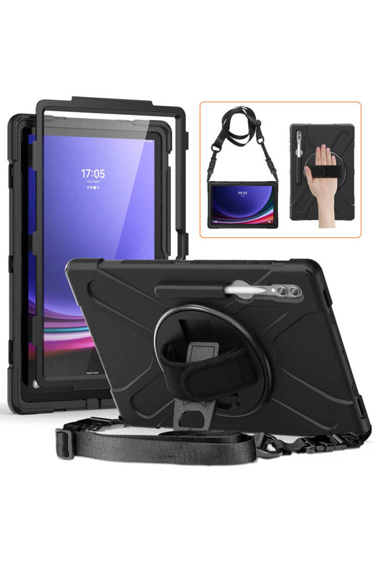 GRABONO Samsung Galaxy Tab S9 Ultra TABLET KILIFI OMUZ ASKILI DEFENDER ZIRH TANK SERİSİ