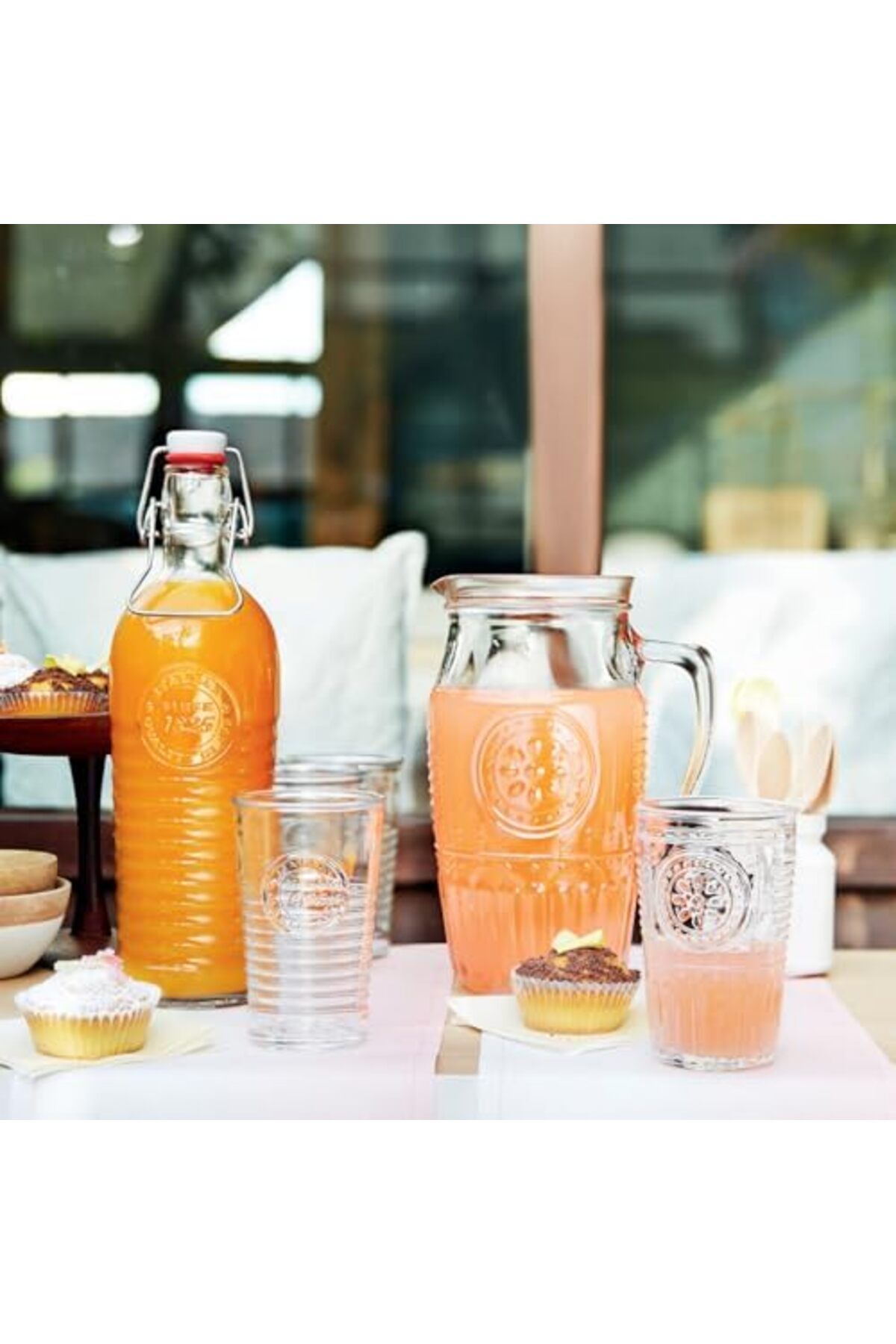 Bormioli Rocco-Officina Water Bottle, Italian Glass Pitcher, Airtight Seal, Metal Clamp, Easy To Carry Handle, 1.2L 8
